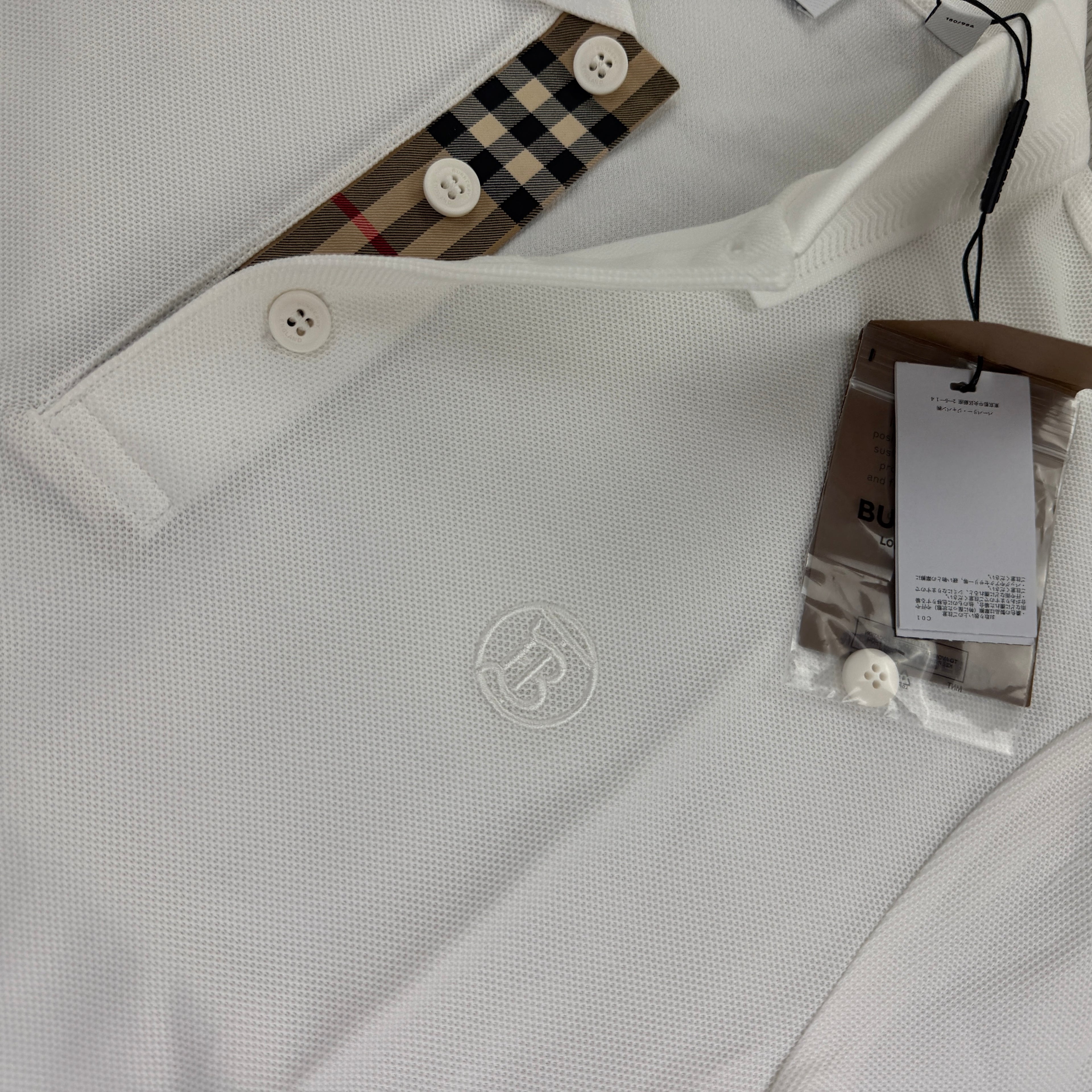 Burberry Men’s White Polo Shirt - Medium
