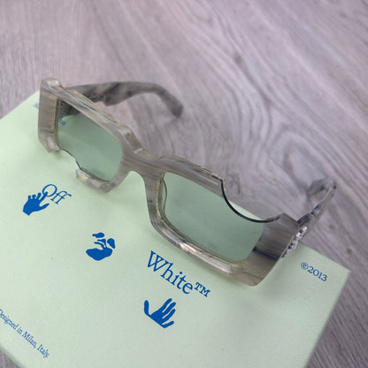 Off White Grey Cady Cutout Rectangular-Frame Acetate Sunglasses