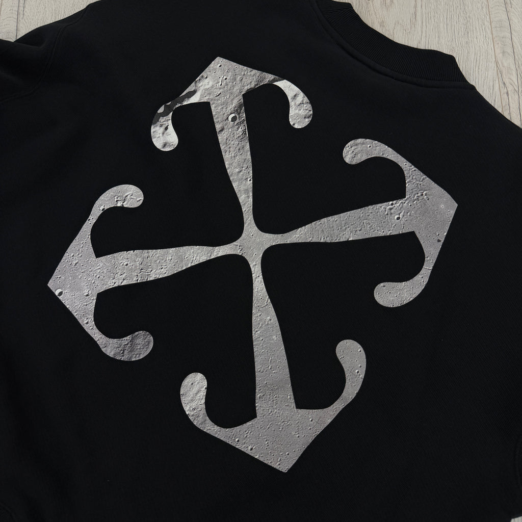 Off White Men’s Black Crewneck Jumper Oversized - Large