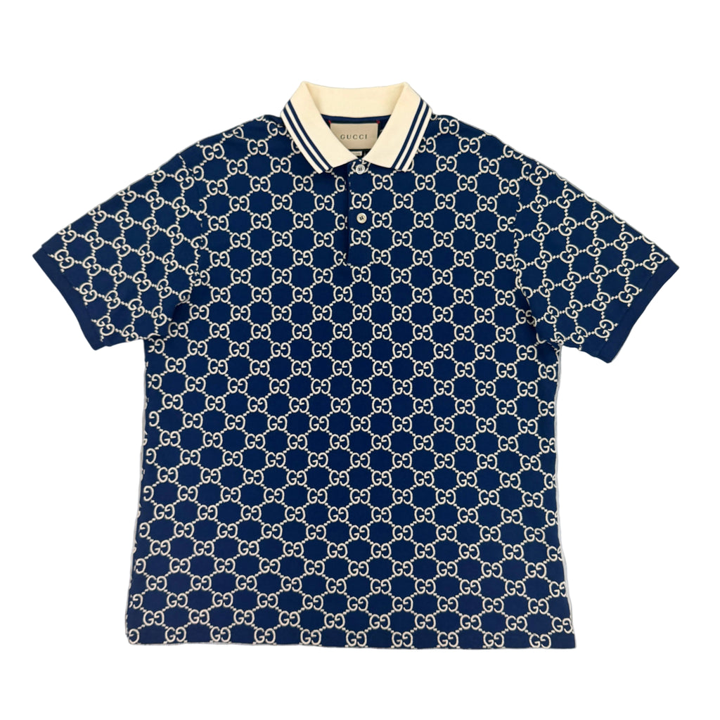 Gucci Men’s Navy GG Interlocking Polo Shirt
