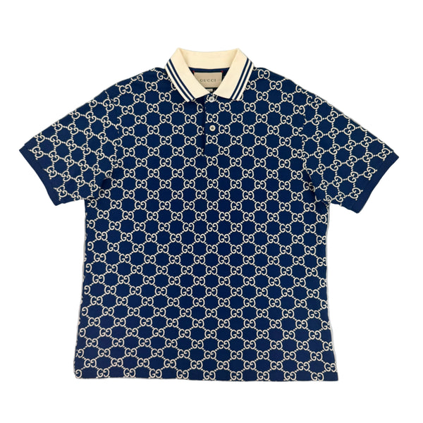 Gucci Men’s Navy GG Interlocking Polo Shirt