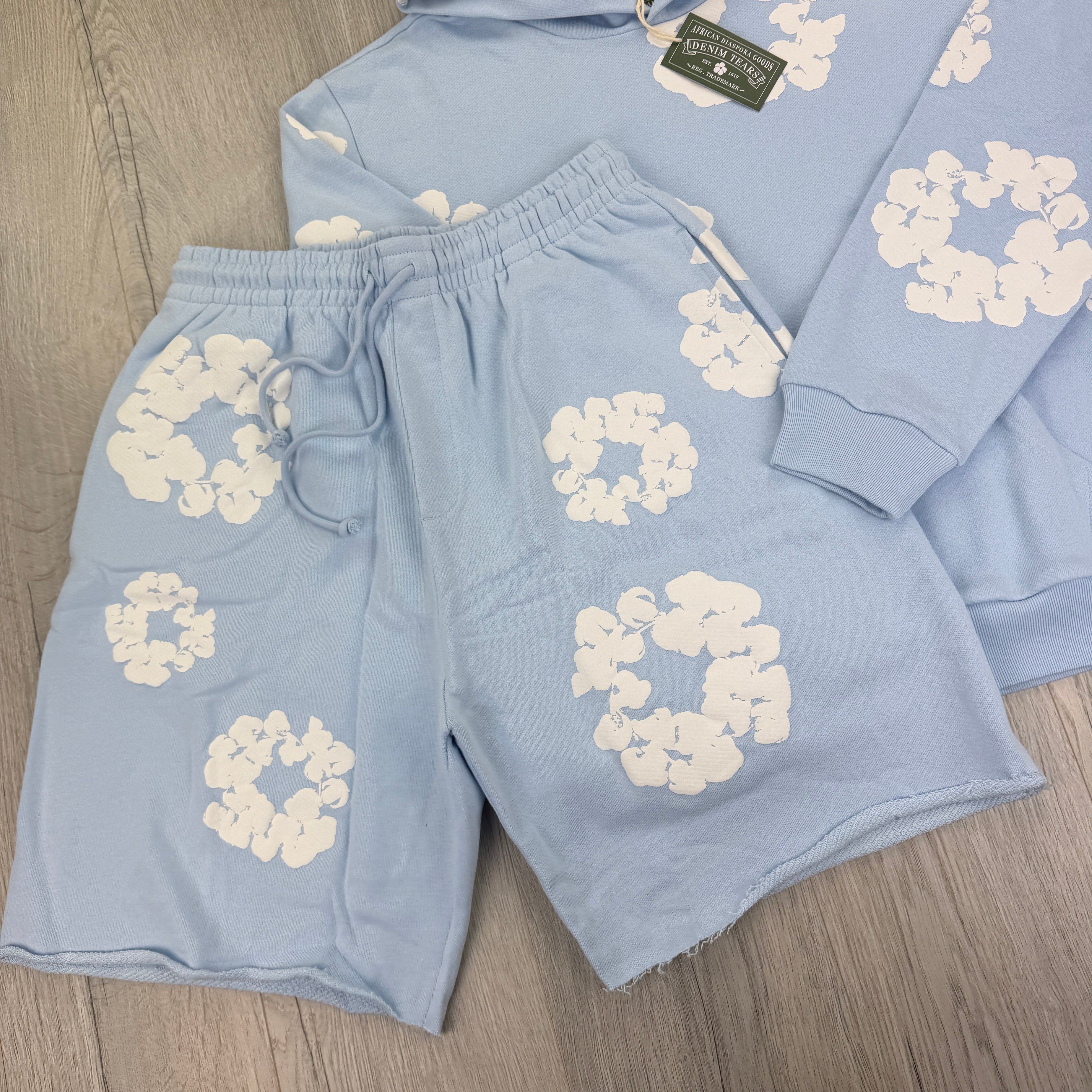 Denim Tears Men’s Baby Blue Hoodie & Shorts Set