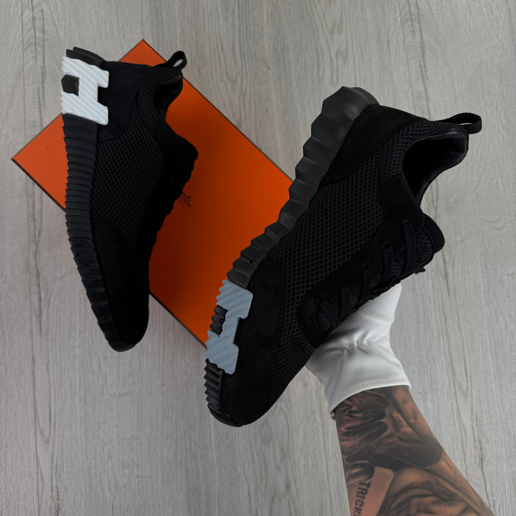 Hermes Men’s Black White Suede Bouncing Sneakers - 46 (Fit Uk 11)