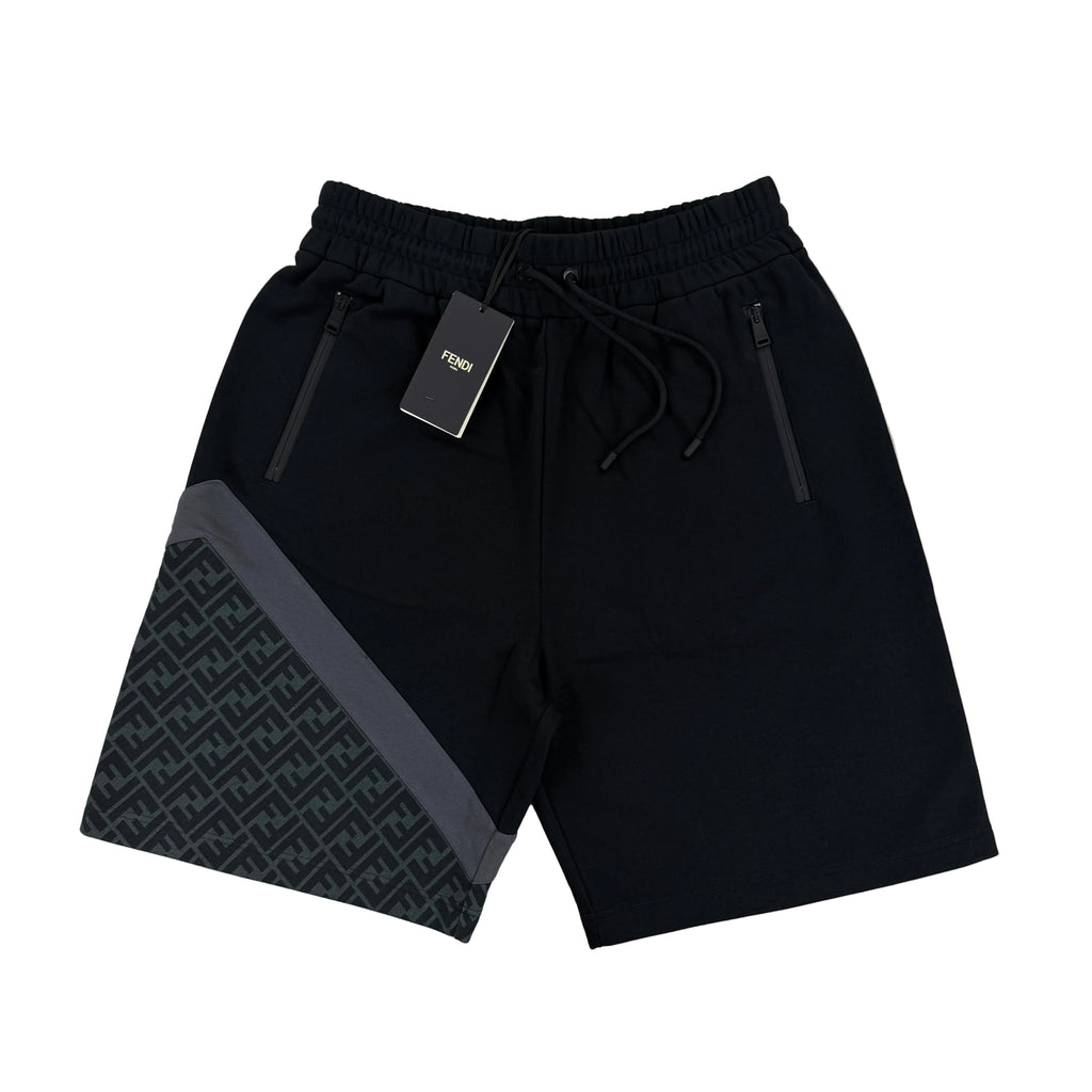 Fendi Men’s Black FF Cotton Diagonal Monogram Shorts - L/XL