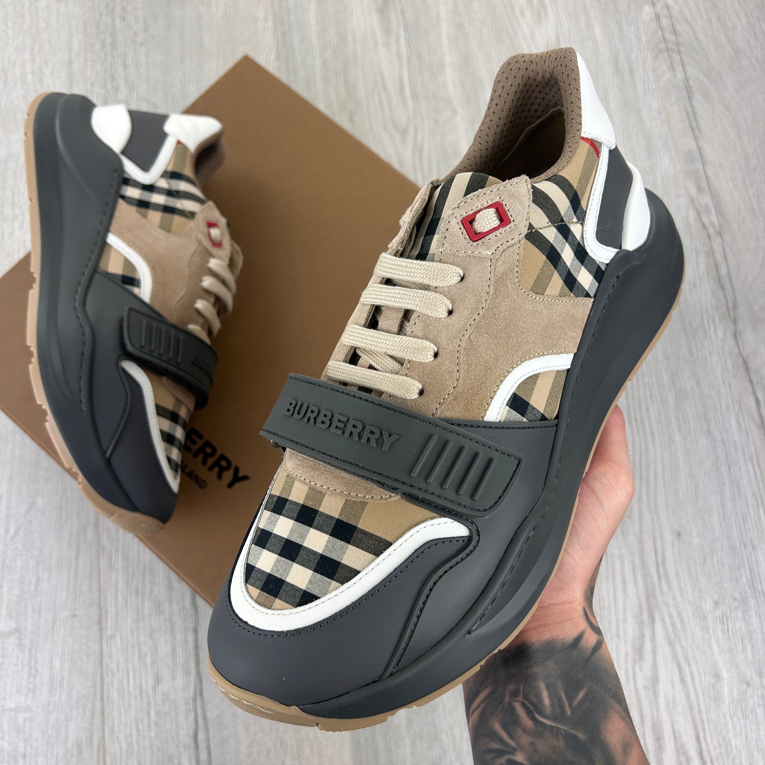 Burberry Men’s Vintage Check, Suede Leather Trainers