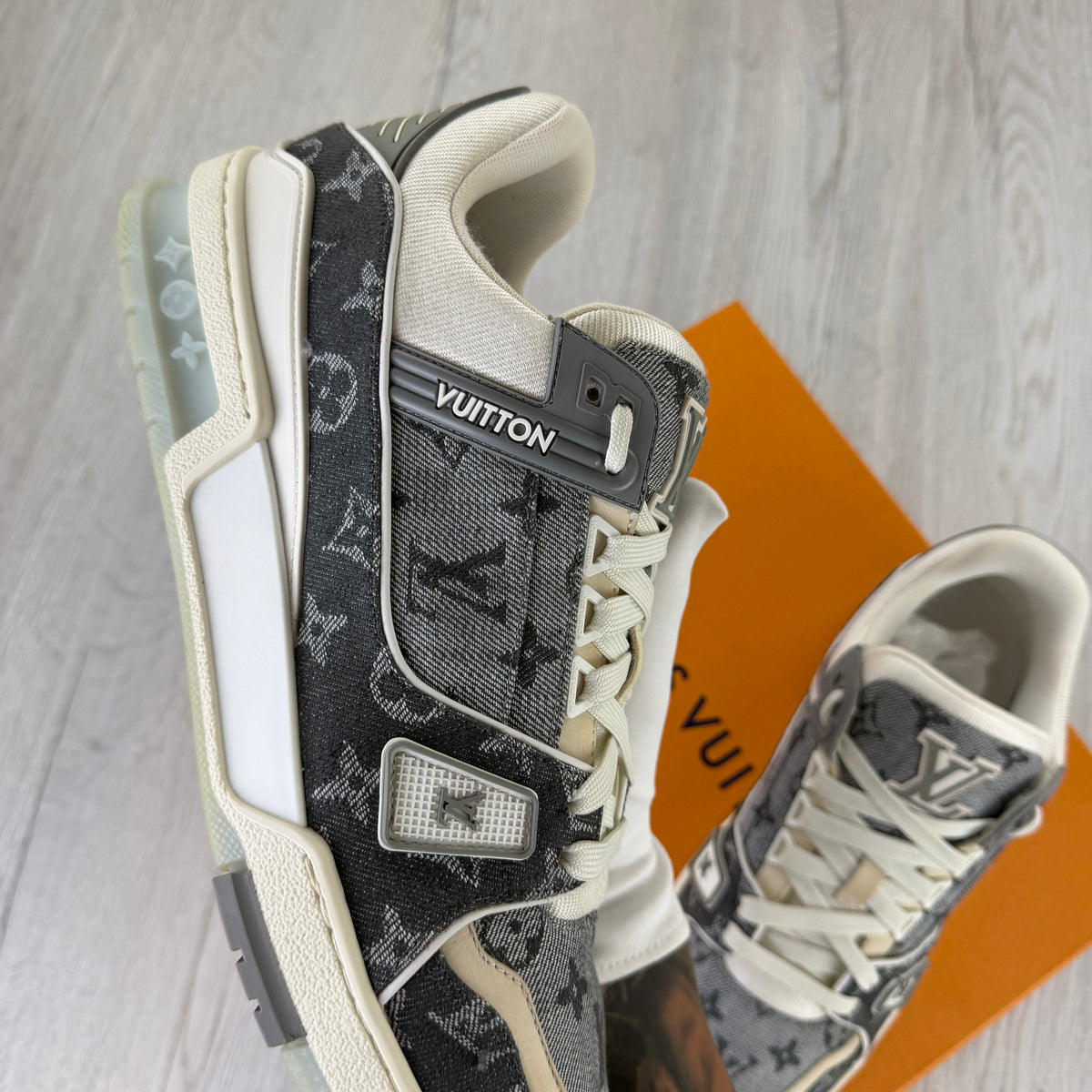 Louis Vuitton Men’s Grey / White Monogram Low Trainers - Uk 9.5 (Fit 10/10.5)