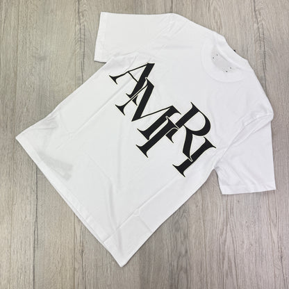 Amiri Men’s White Staggered Logo T-shirt