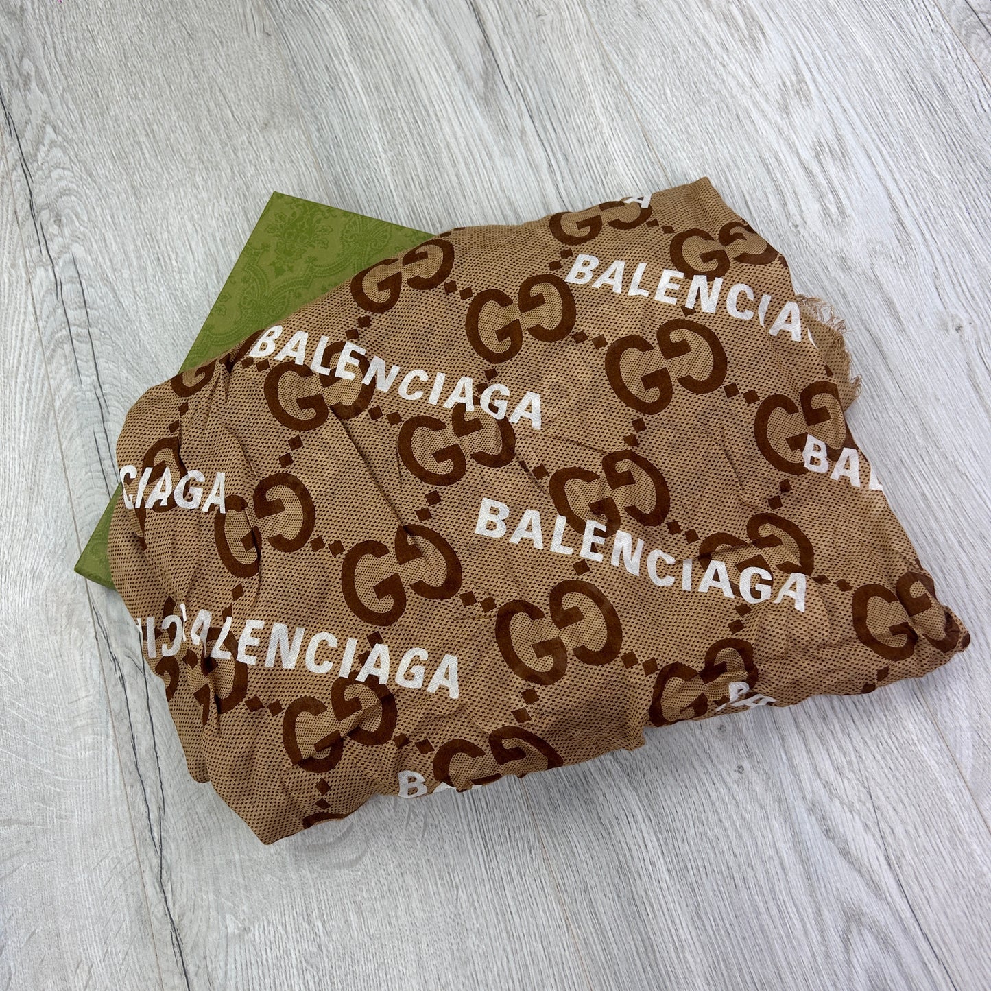 Gucci x Balenciaga Beige The Hacker Proiect Maxi GG Print Silk Shawl
