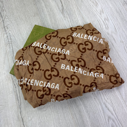 Gucci x Balenciaga Beige The Hacker Proiect Maxi GG Print Silk Shawl