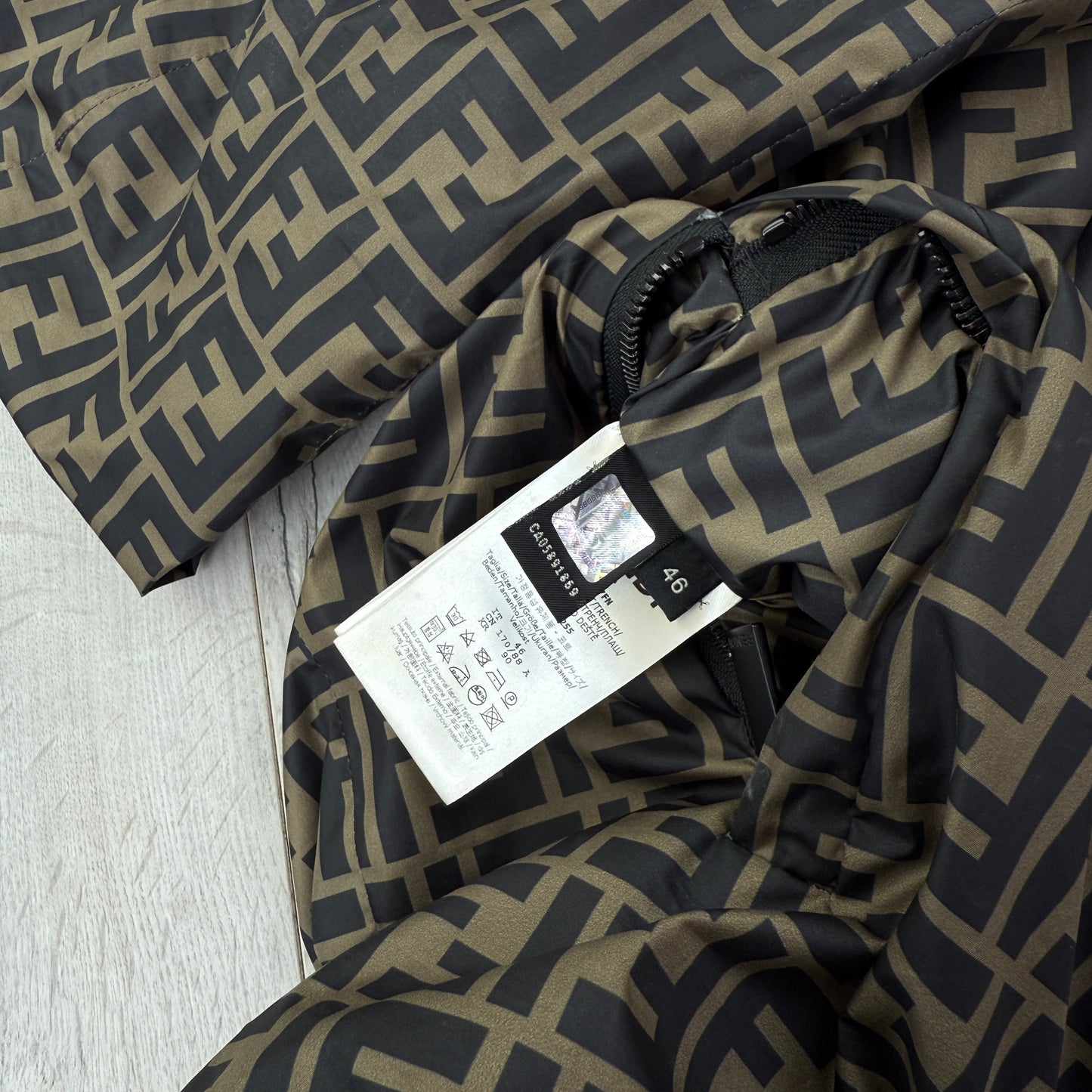 Fendi Men’s Zip-up FF Monogram Windbreaker Jacket - Size 46