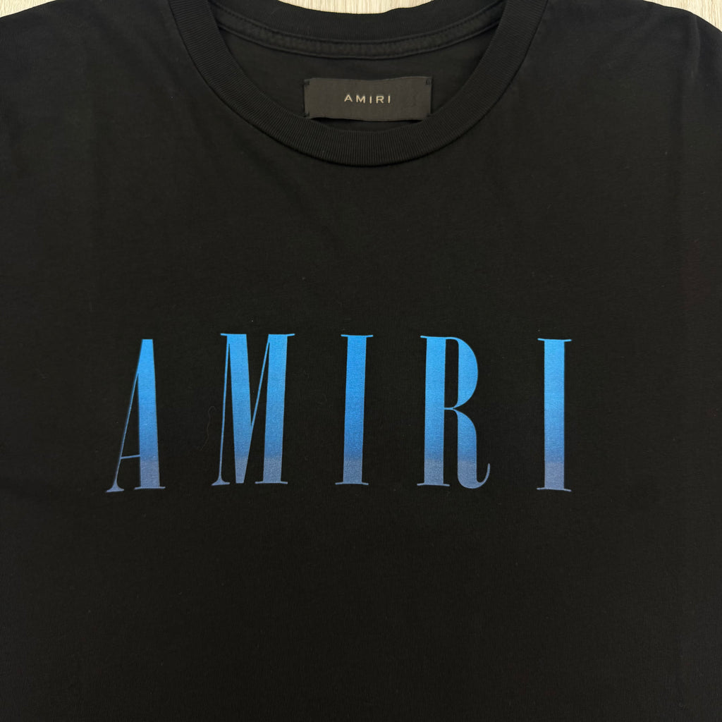 Amiri Men’s Black T-shirt Blue Logo - XS