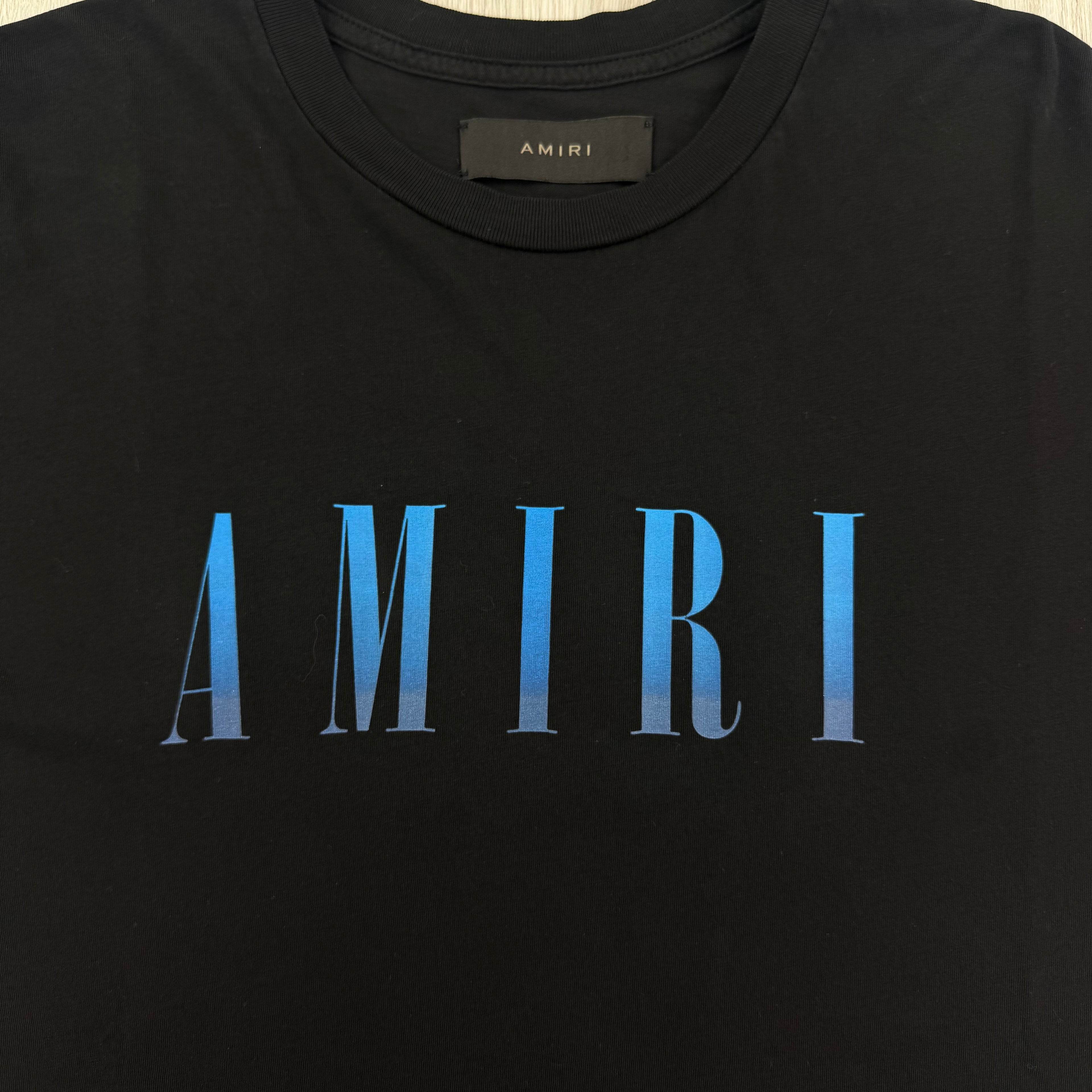 Amiri Men’s Black T-shirt Blue Logo - XS