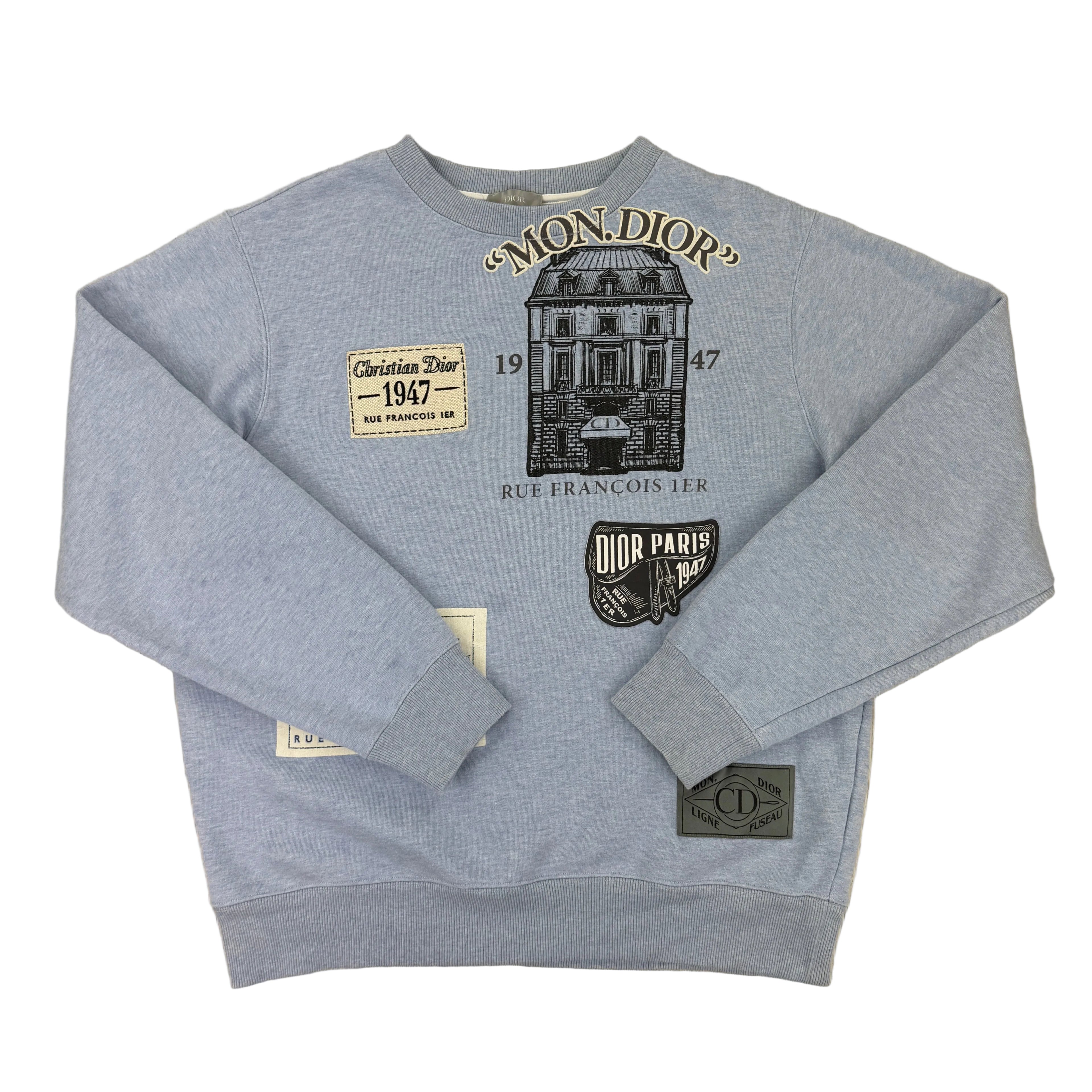 Christian Dior Men’s Baby Blue Crewneck Jumper - Small