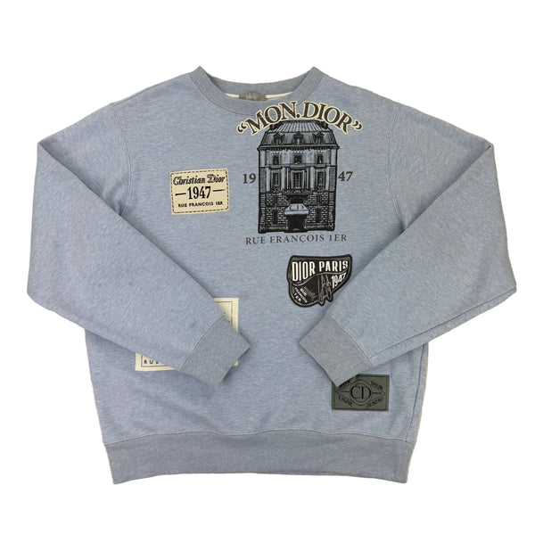 Christian Dior Men’s Baby Blue Crewneck Jumper - Small