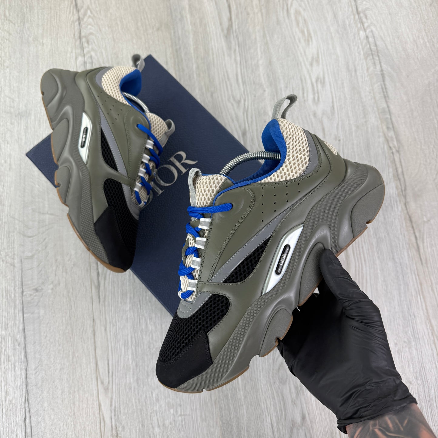 Dior B22 Men’s Khaki & Blue Trainers - 44 (Fit Uk 9/9.5)