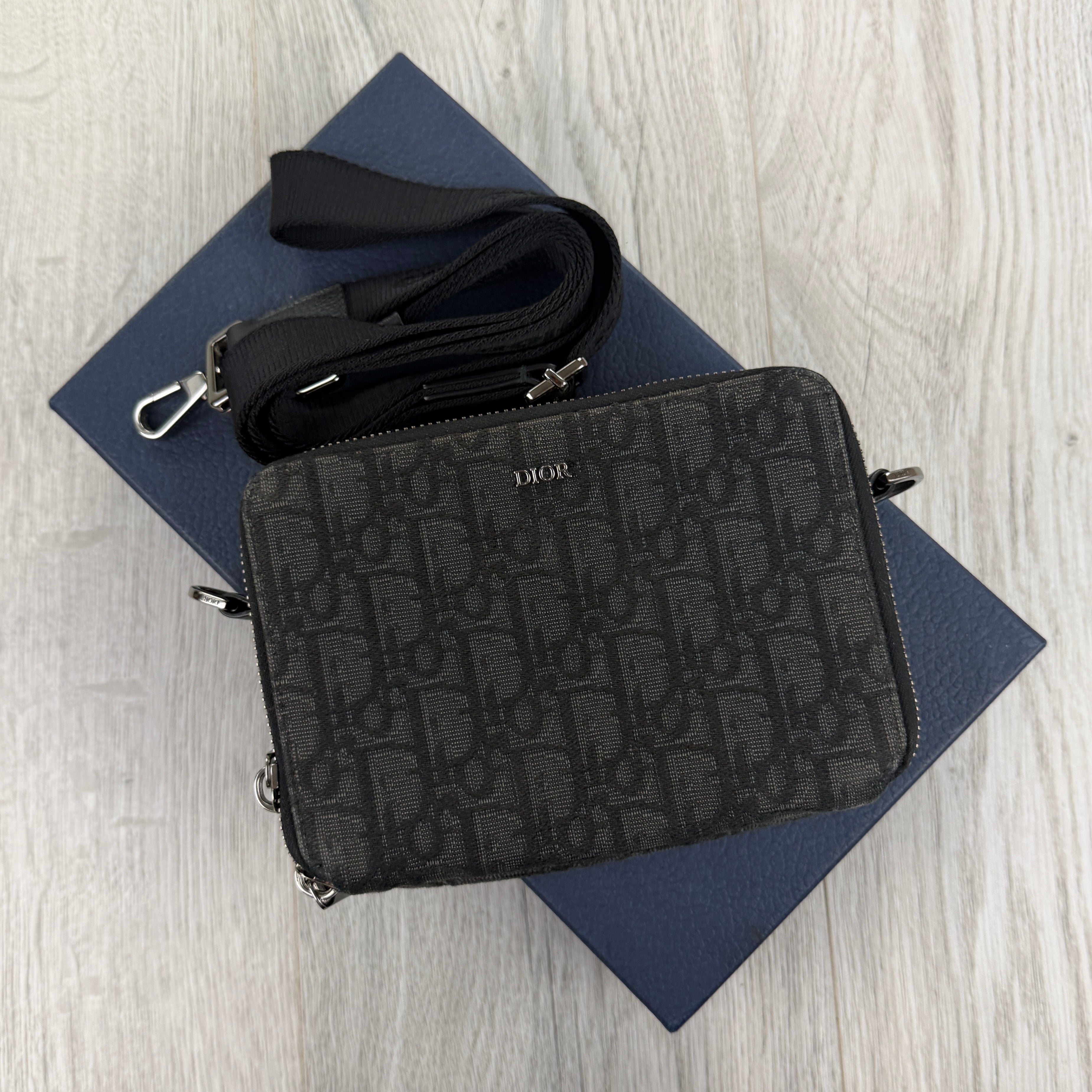 Dior Black Zipped Pouch With Shoulder Strap Bag