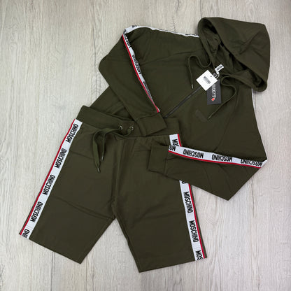 Moschino Khaki Green Hoodie & Shorts Set