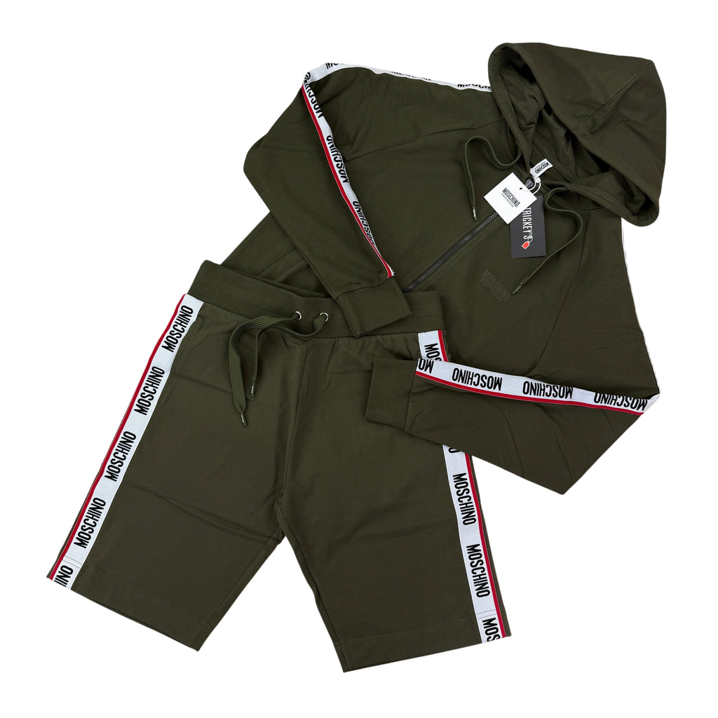 Moschino Khaki Green Hoodie & Shorts Set