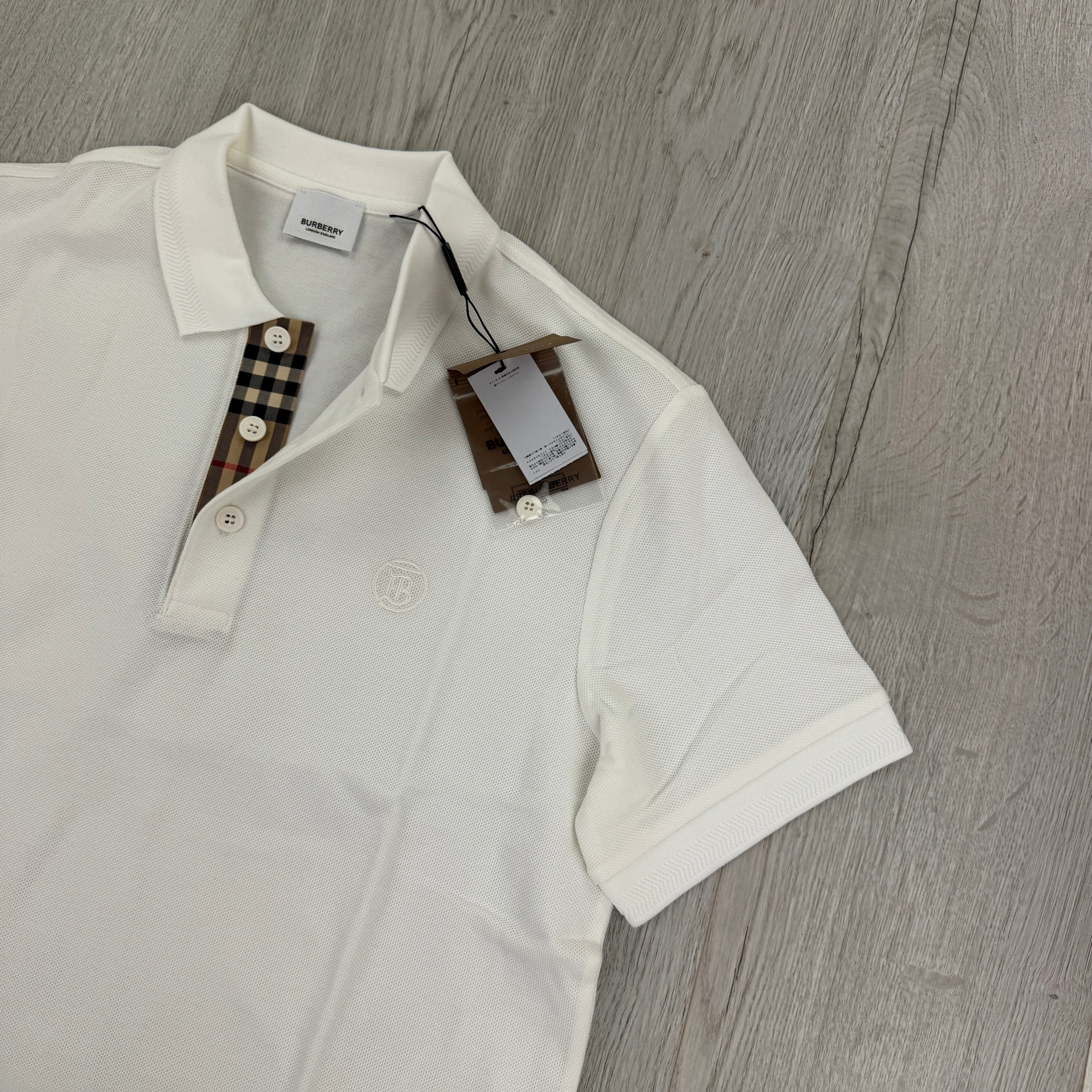 Burberry Men’s White Polo Shirt - Medium