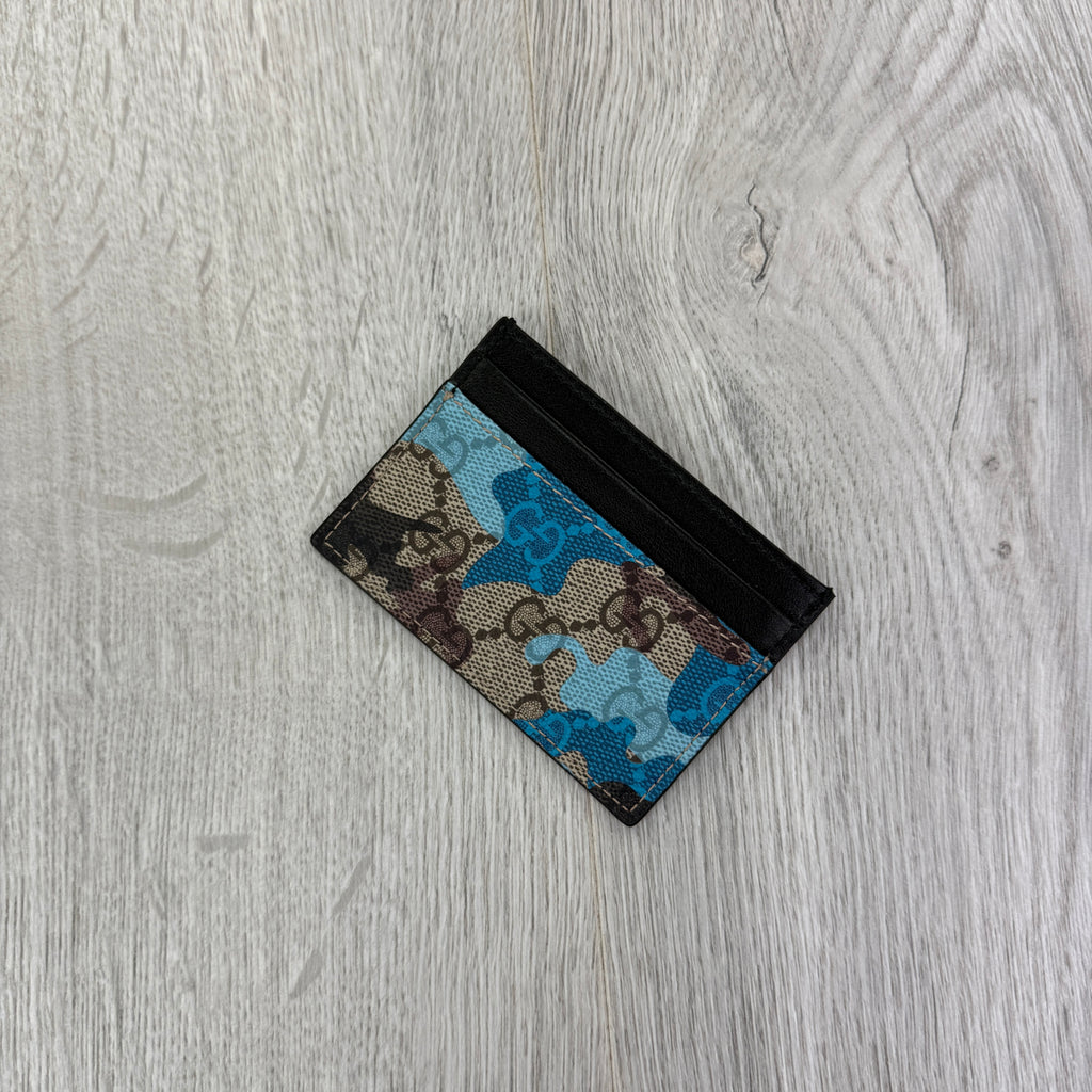 Gucci GG Blue Camo Canvas Card Holder