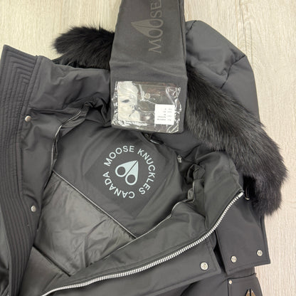 Moose Knuckles Men’s Black 3Q Shearling-Trim Jacket