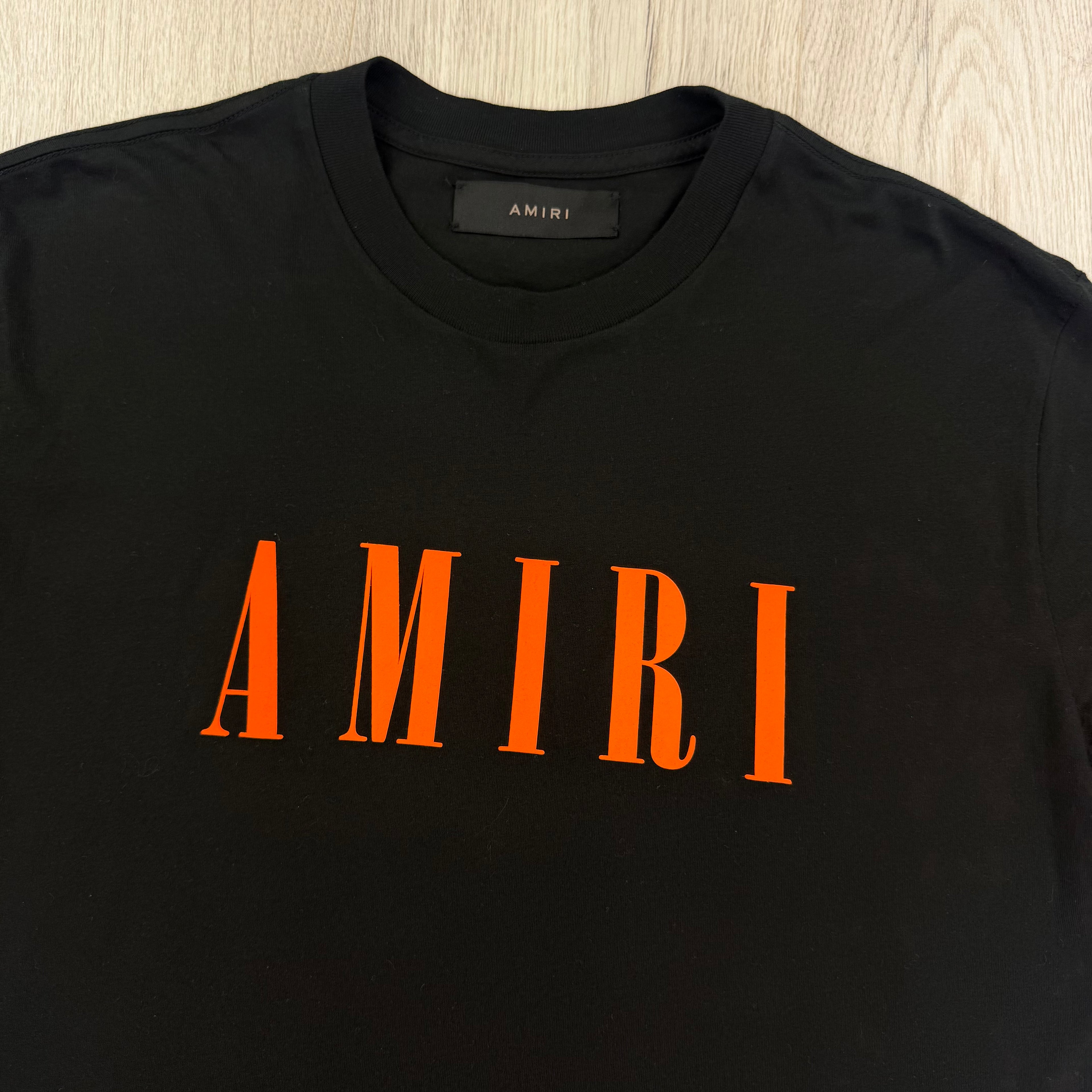 Amiri Men’s Black T-shirt Orange Logo - XS