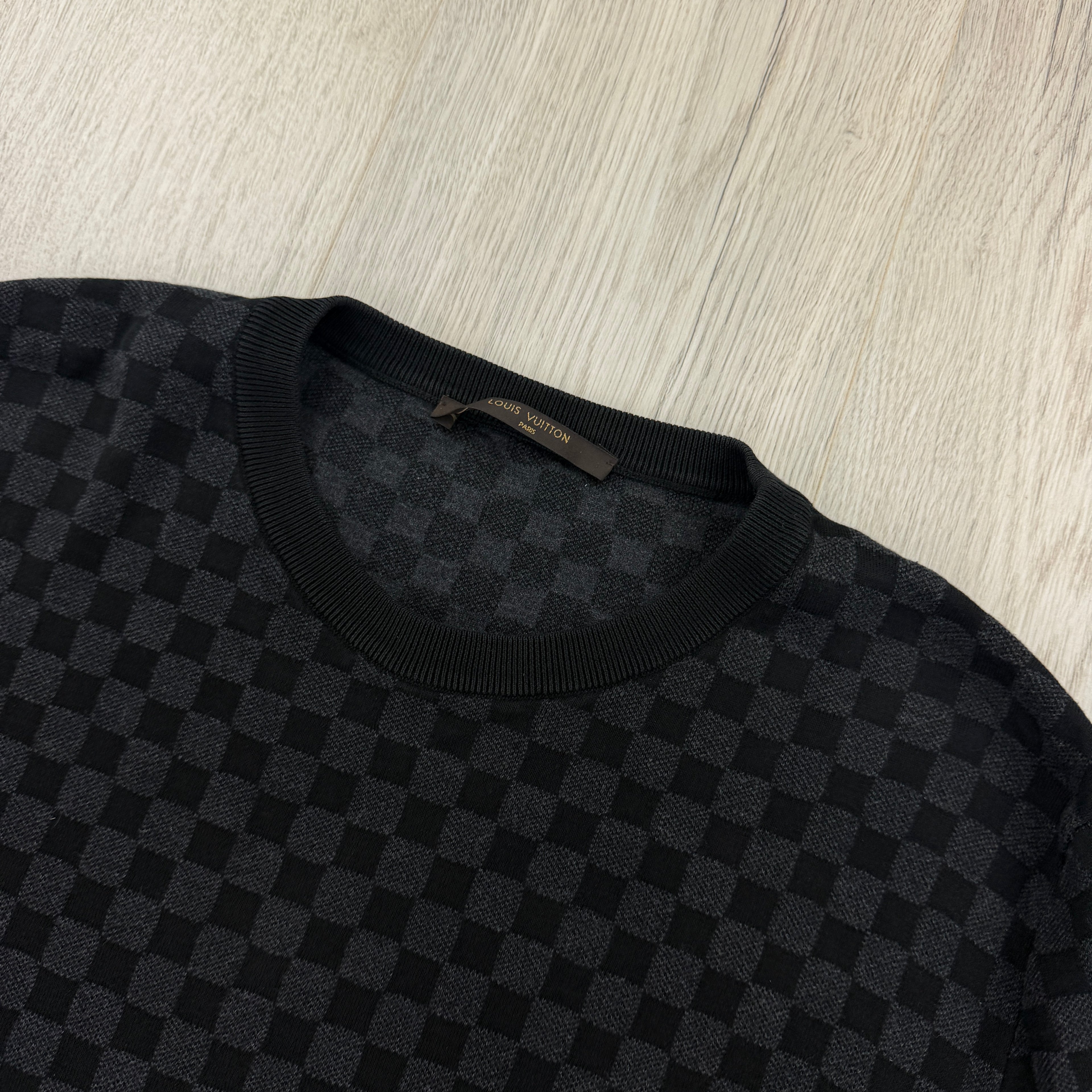 Louis Vuitton Men’s Damier Print Crewneck Jumper - Small