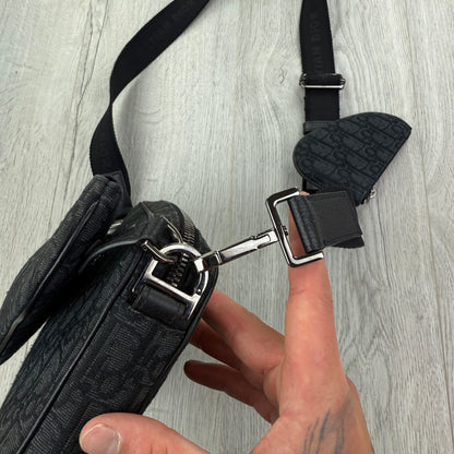 Dior Men’s Black Oblique Trio Saddle Bag