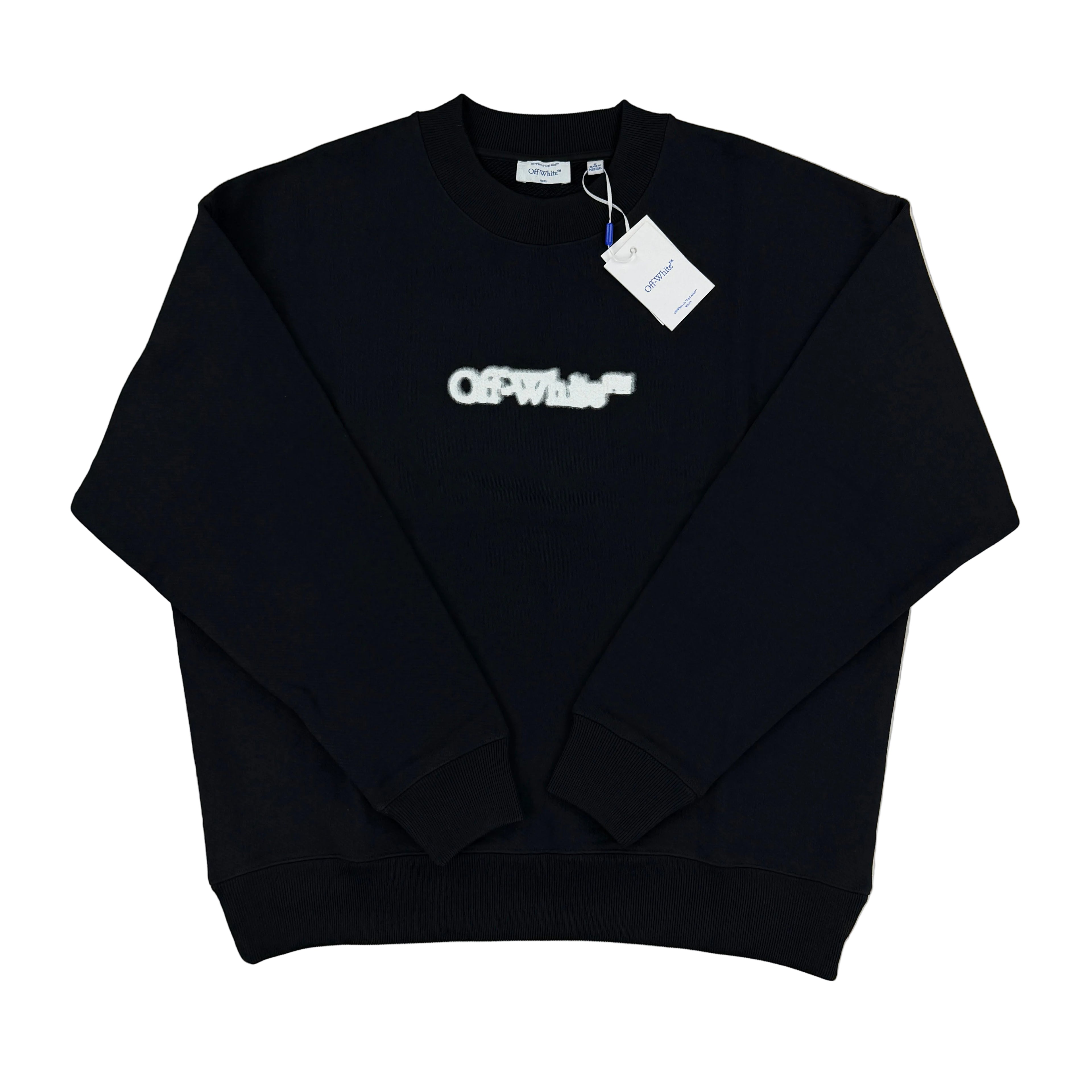Off White Men’s Black Crewneck Jumper - Oversized Fit