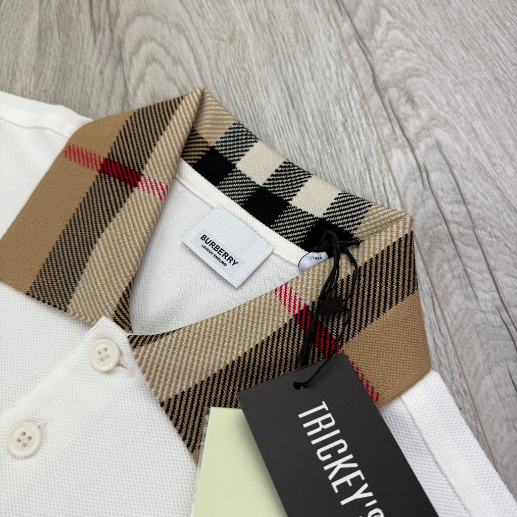 Burberry Men’s White Slim-Fit Checked Cotton-Piqué Polo Shirt