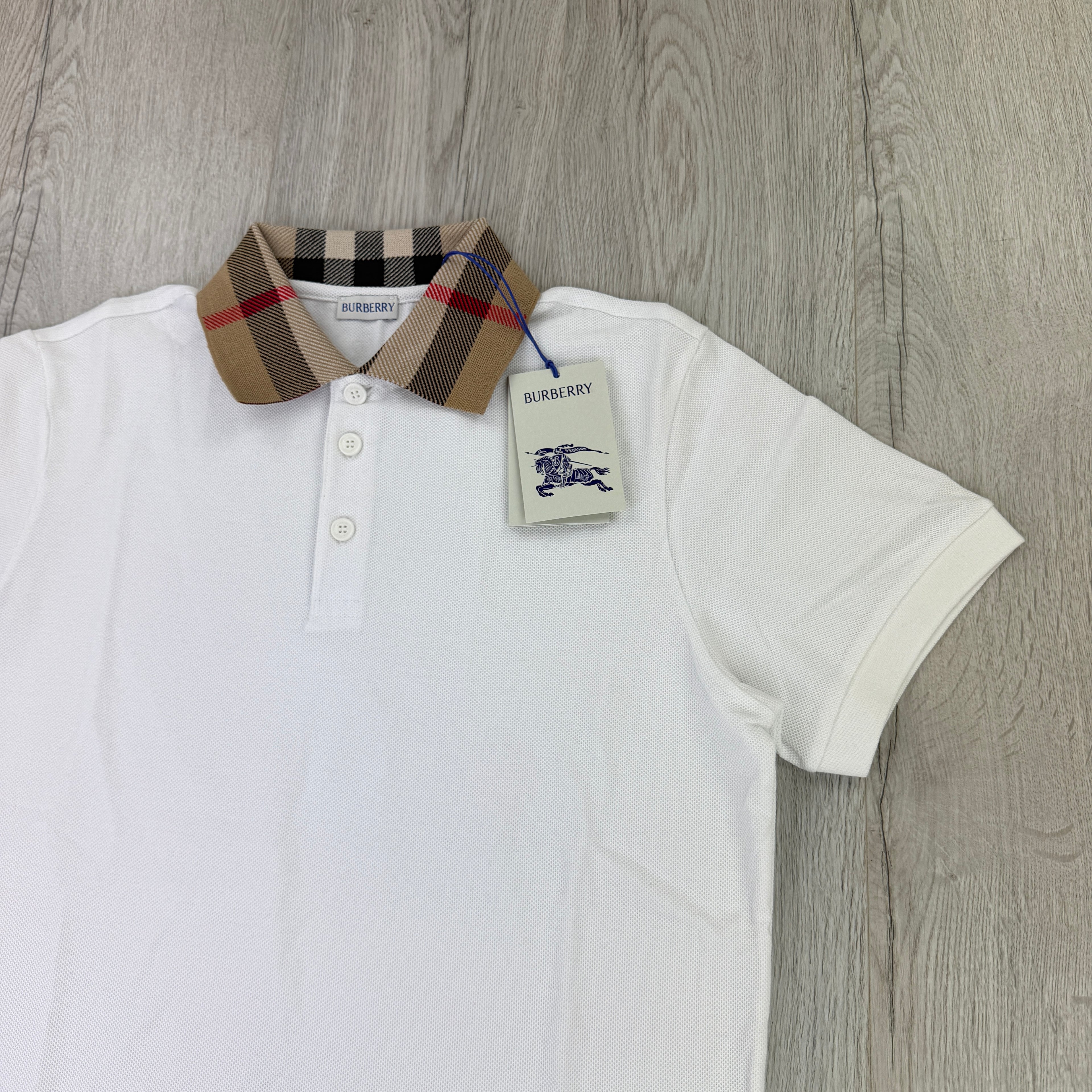 Burberry Men’s White Slim-Fit Checked Cotton-Piqué Polo Shirt