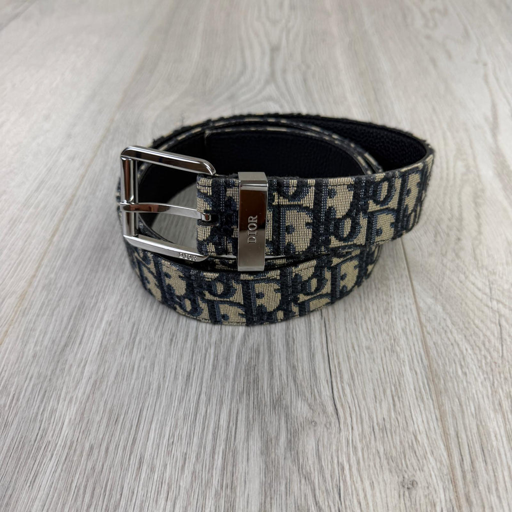 Dior Men’s Oblique Belt With Silver Buckle - 90 (Uk 30 -34)