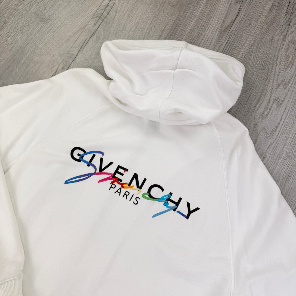 Givenchy Men’s White Zip Up Hoodie - Large