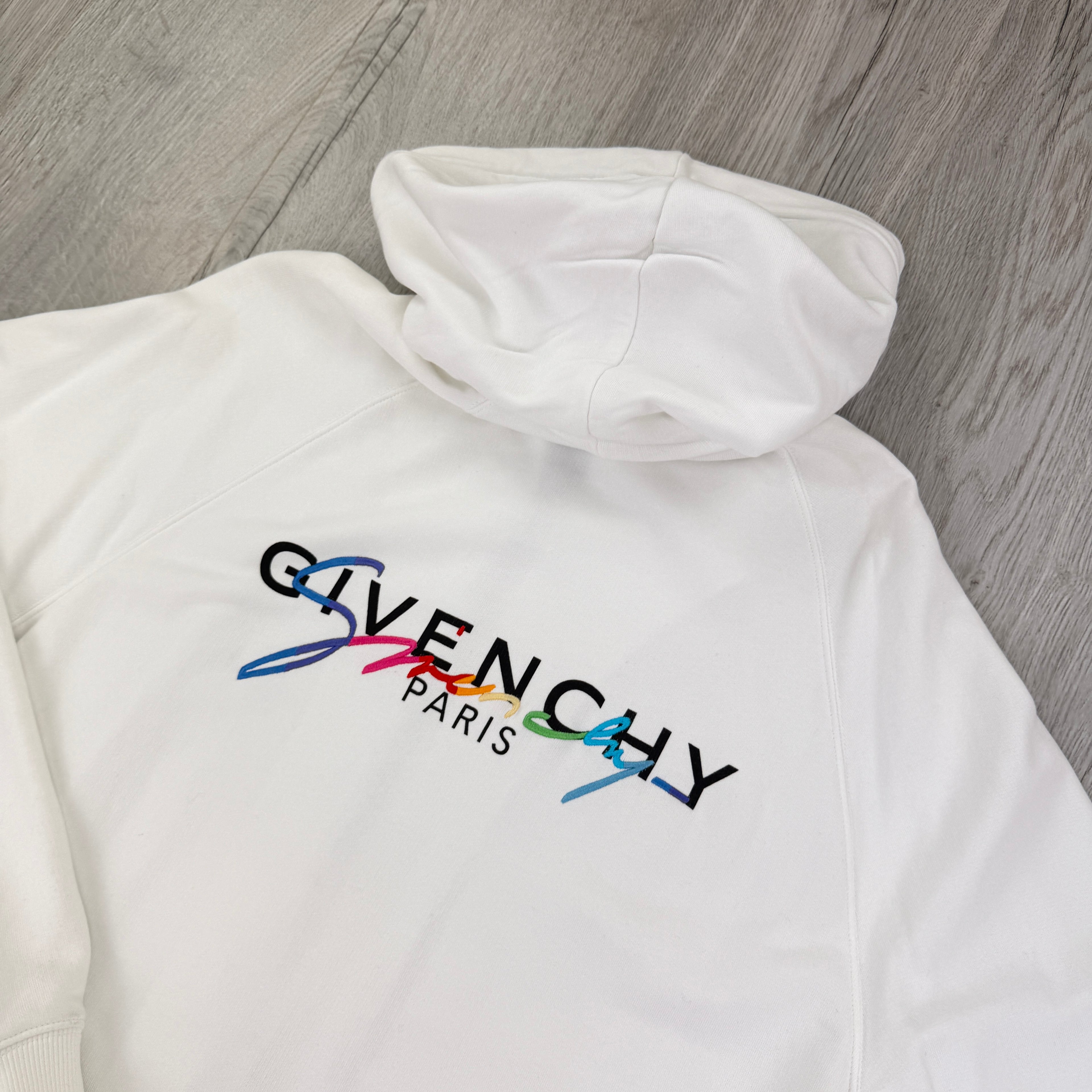 Givenchy Men’s White Zip Up Hoodie - Large