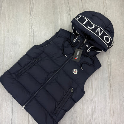 Moncler Men’s Navy Cardamine Hooded Gilet - Size 1