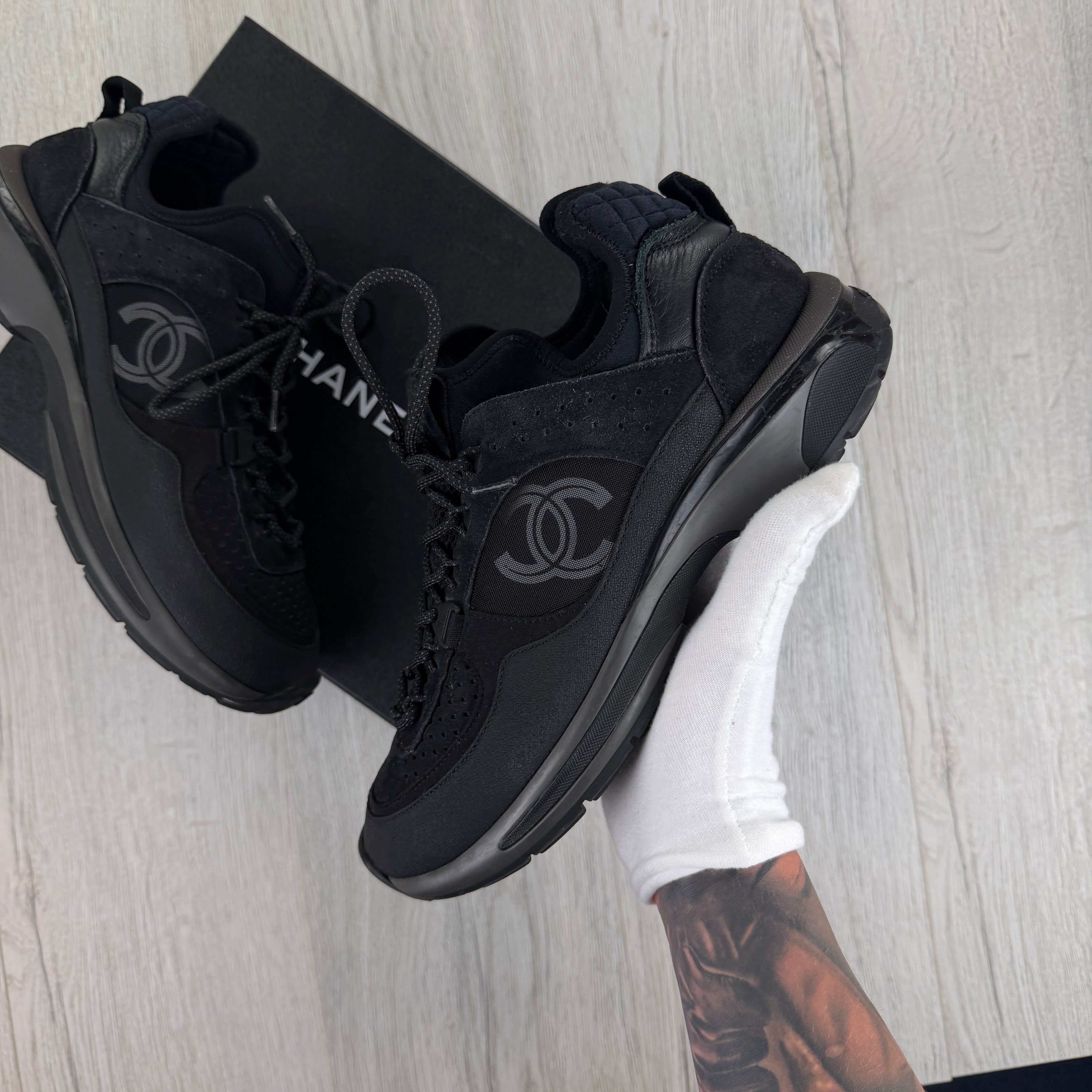 Chanel Men’s  Black CC Runners - Uk 8