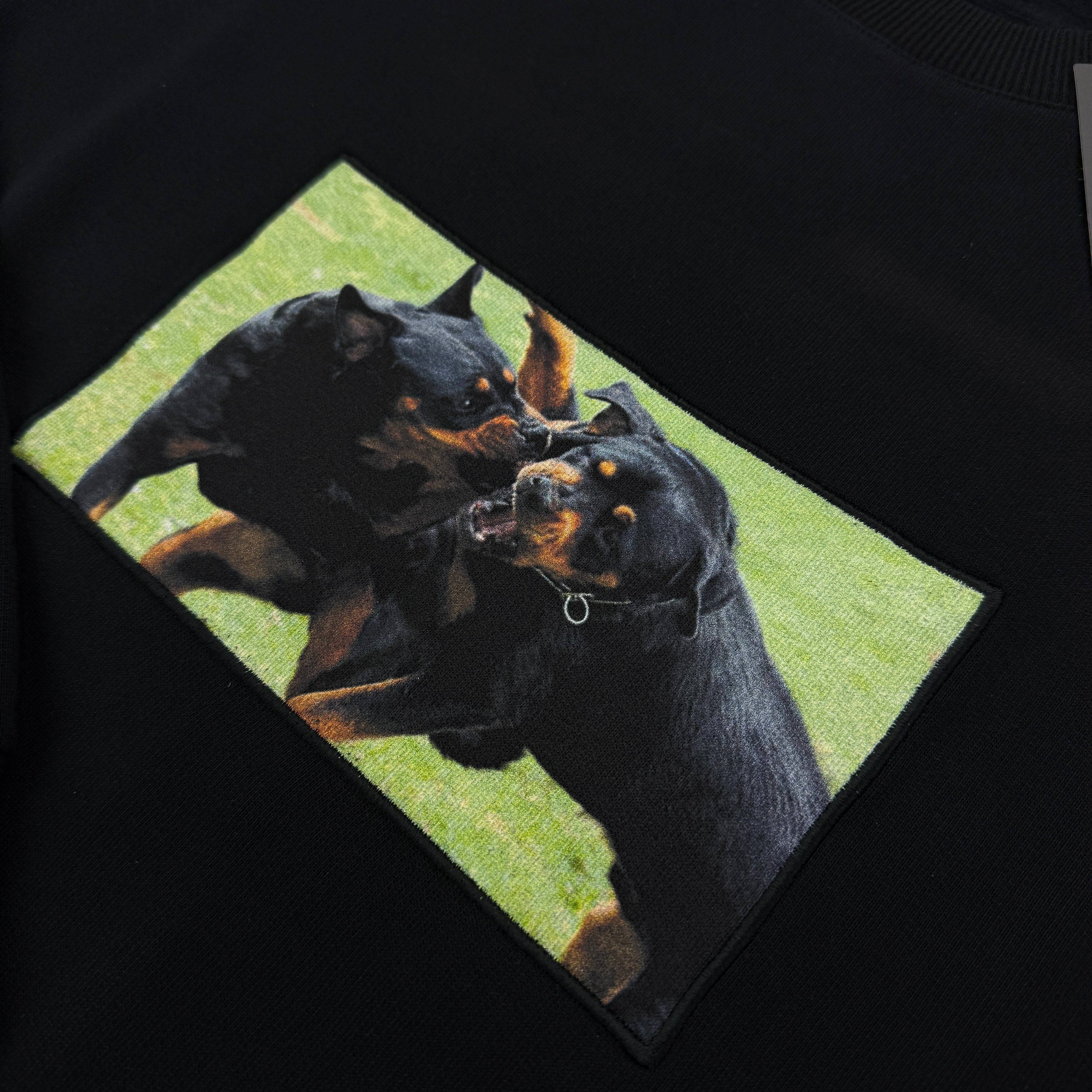 Givenchy Men’s Rottweiler Patch Black Crewneck Jumper - Large