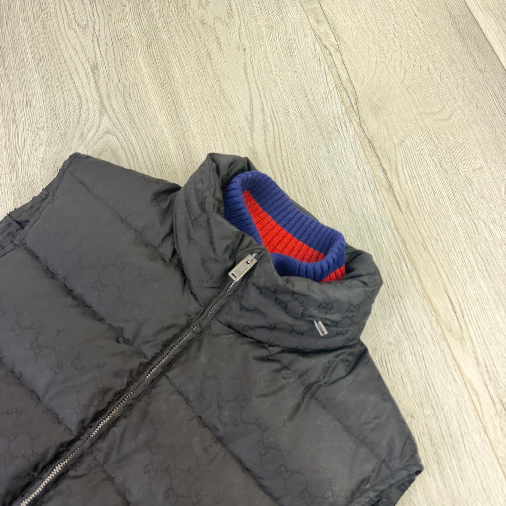 Gucci Men’s Balck Zip-up Monogrammed GG Body-warmer  - 50 (Medium)