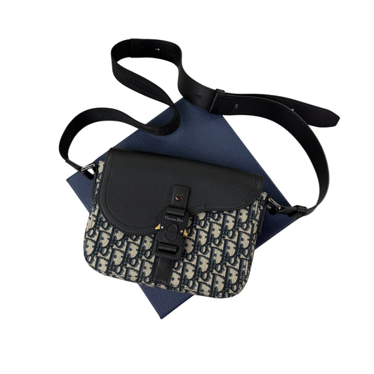 Christian Dior Men’s Beige & Black Oblique Messenger Saddle Bag With Strap