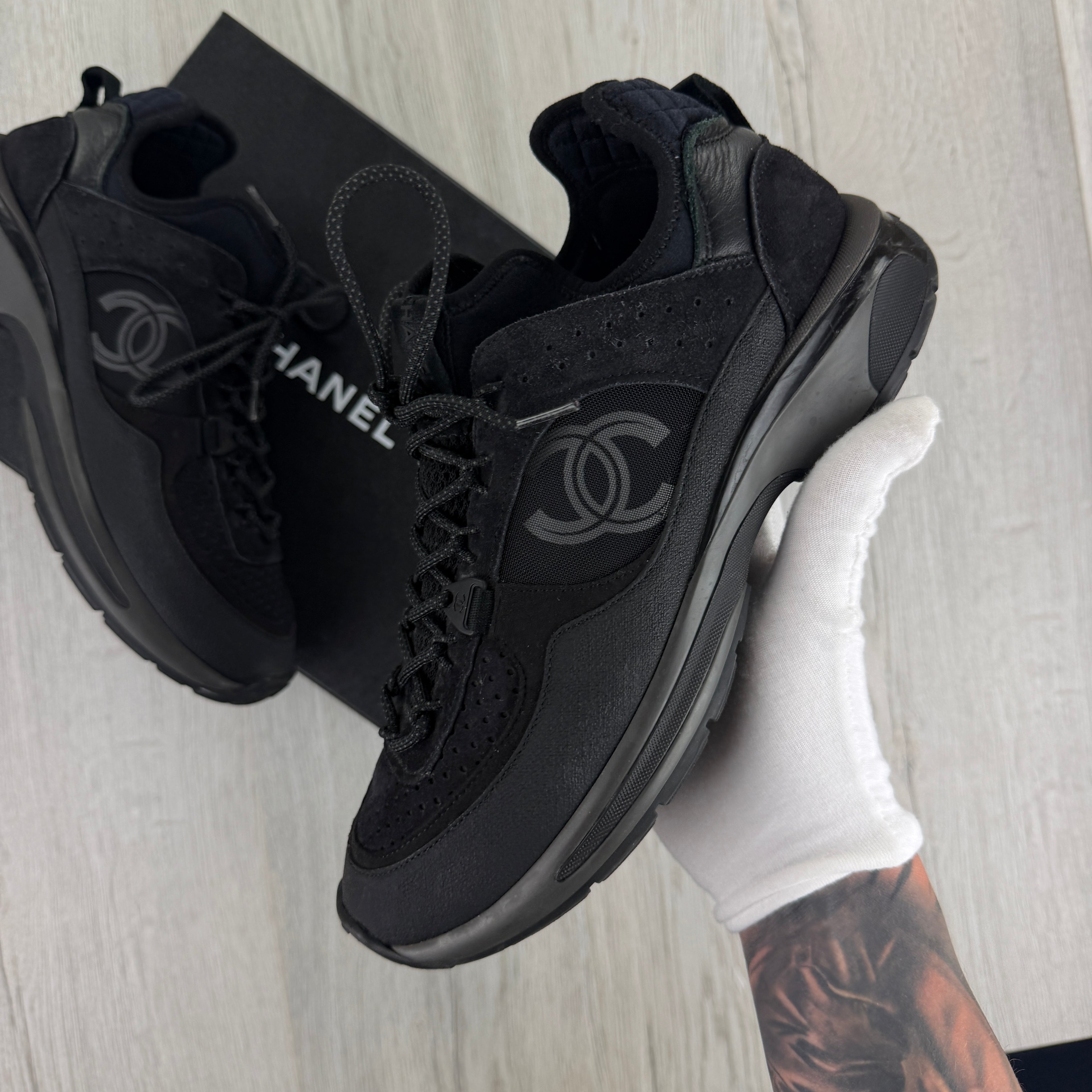 Chanel Men’s  Black CC Runners - Uk 8