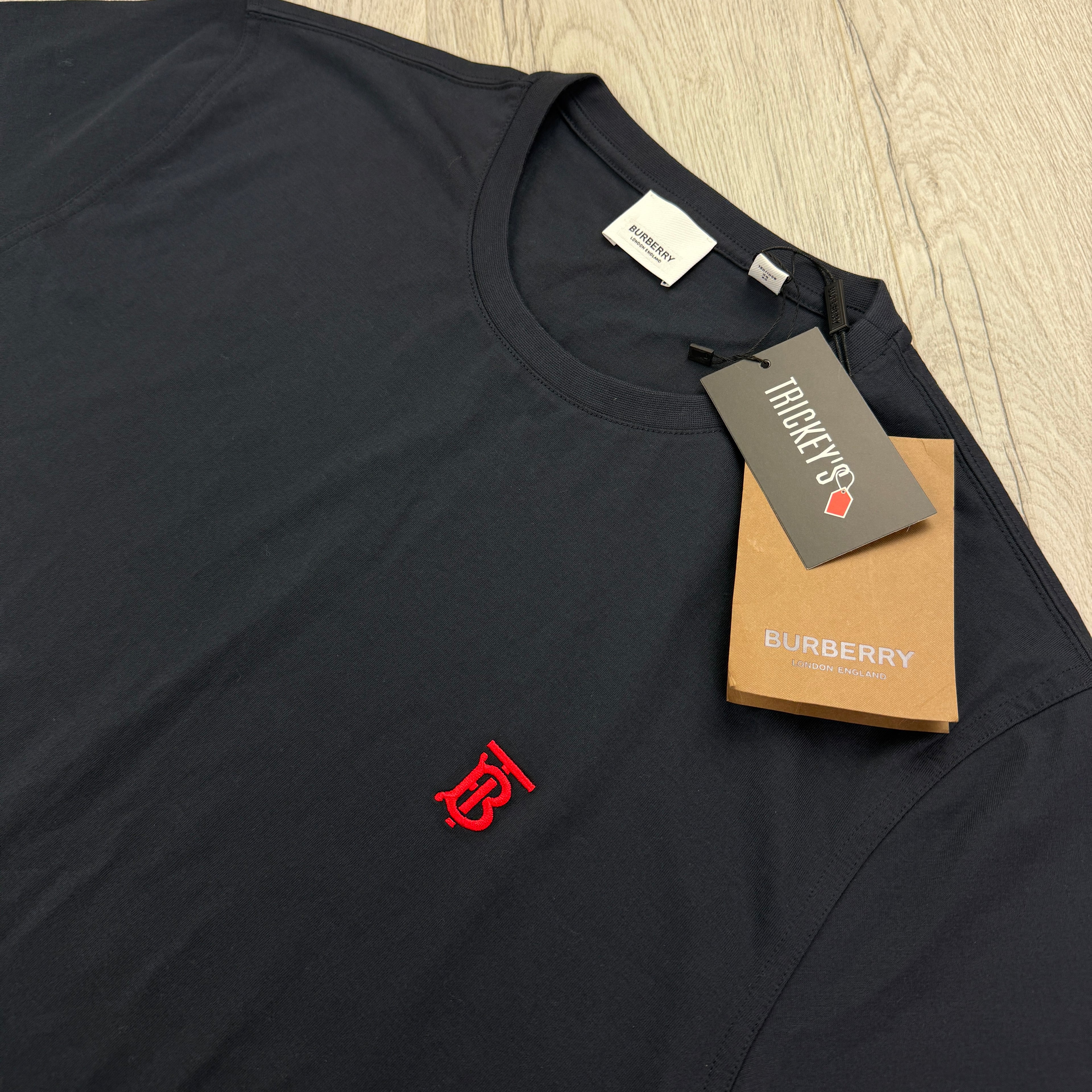 Burberry Men’s Dark Navy T-shirt Red Logo - XL