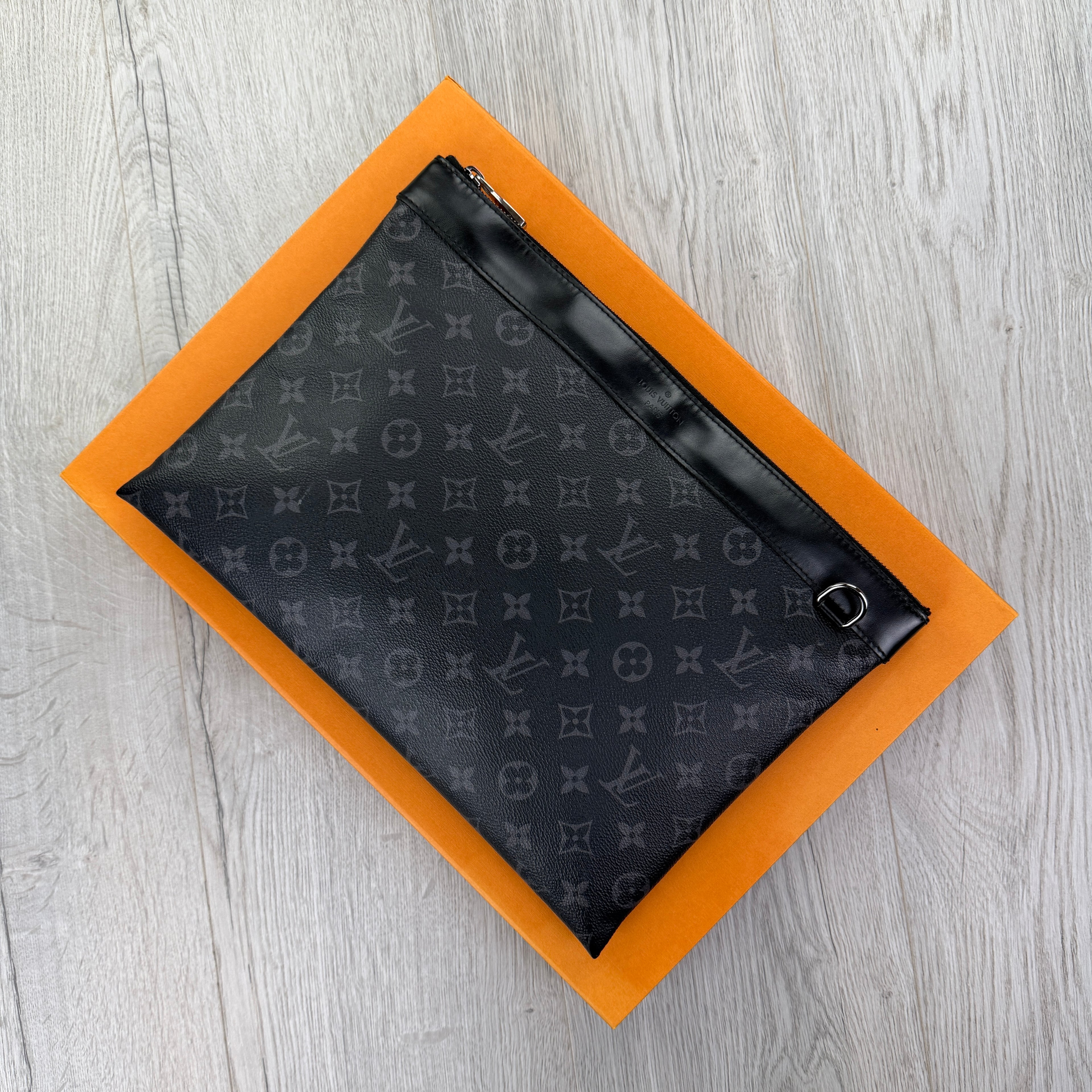 Louis Vuitton Black Monogram Clutch / Small Laptop Case