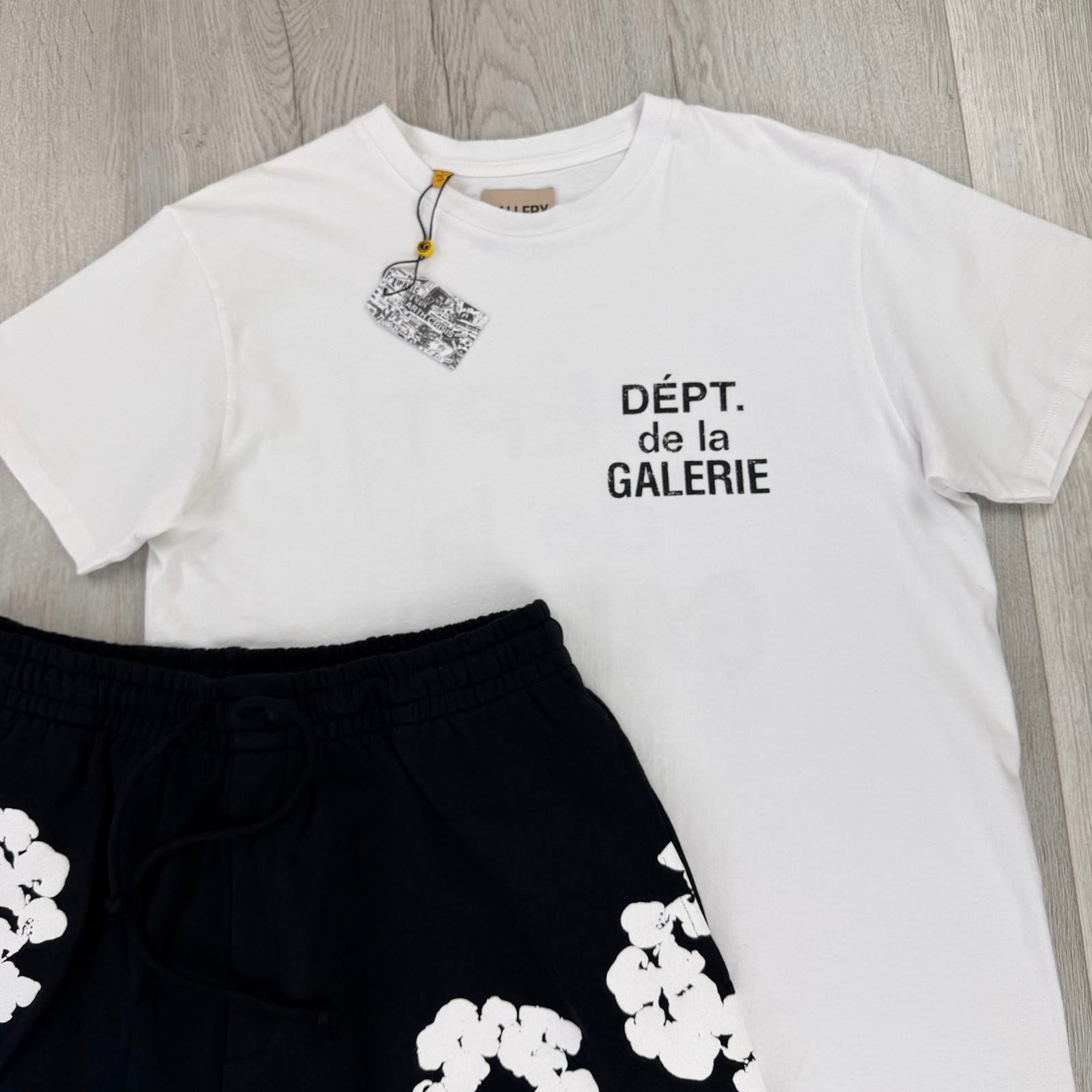 Gallery Dept Men’s White T-shirt & Denim Tears Shorts Set