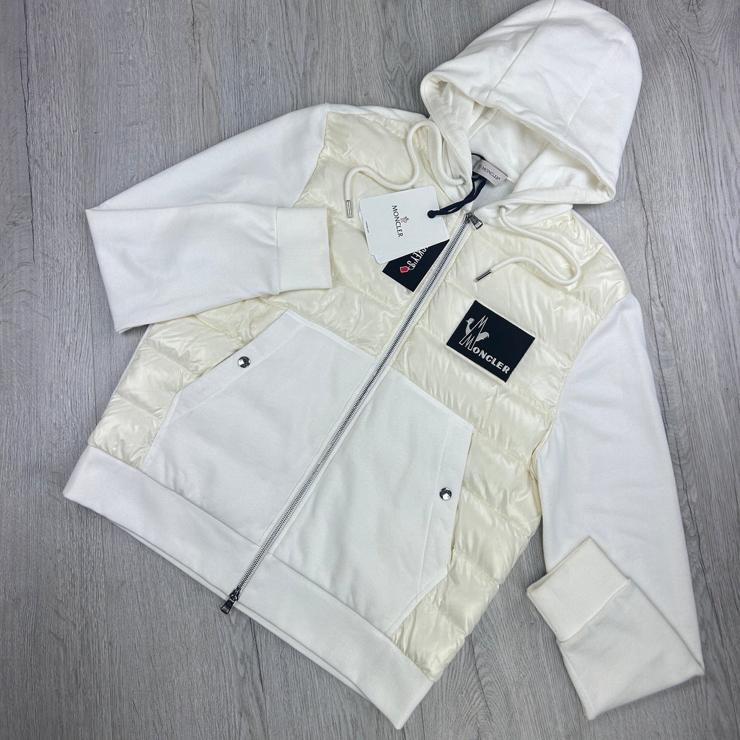 Moncler Men’s Zip-up White  Padded Modella Maglia Cardigan - XXL