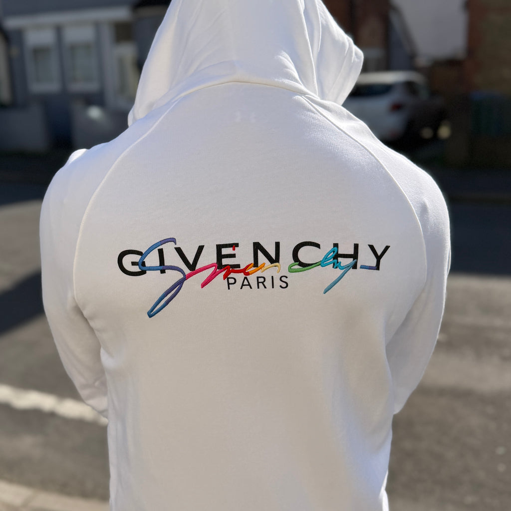 Givenchy Men’s White Zip Up Hoodie - Large