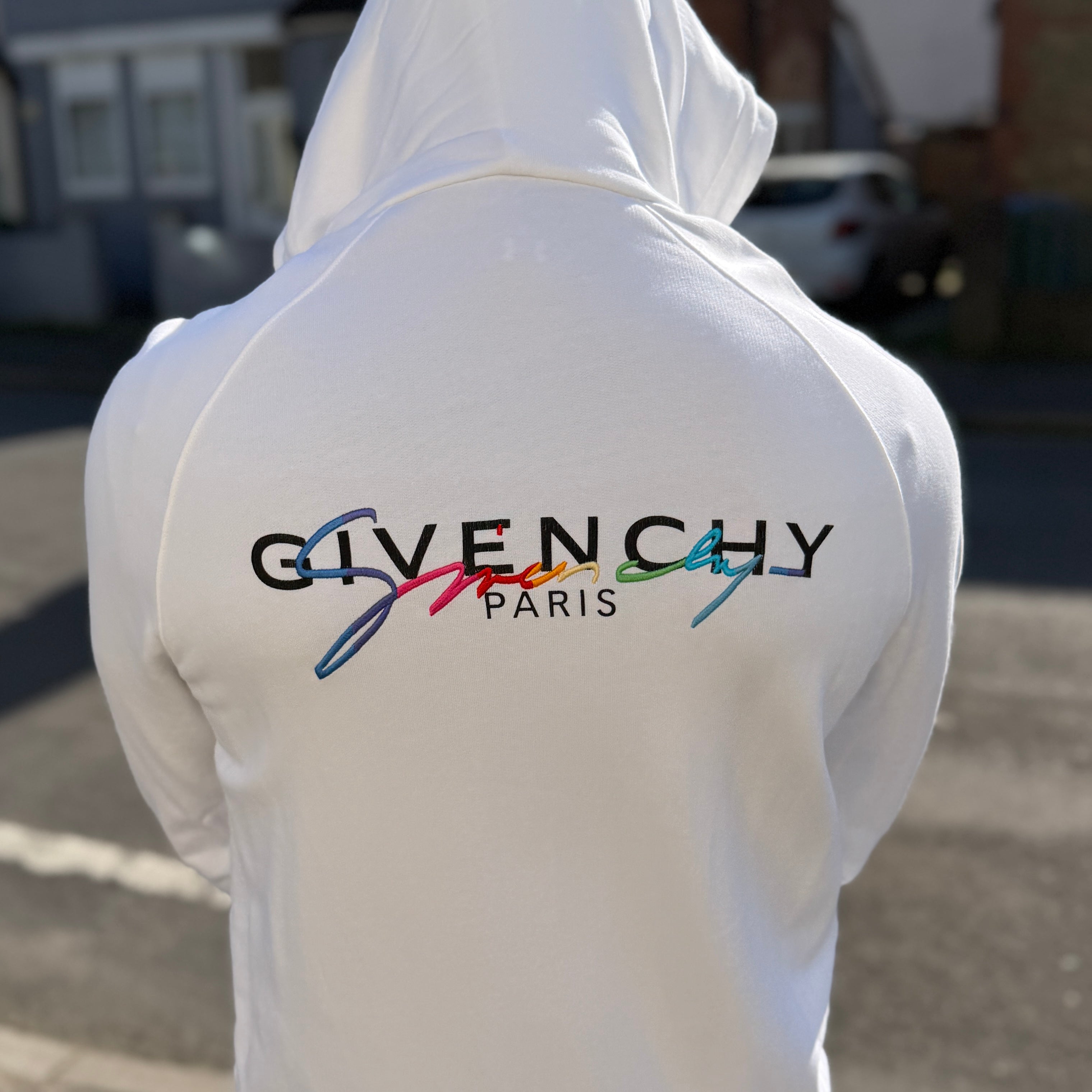 Givenchy Men’s White Zip Up Hoodie - Large