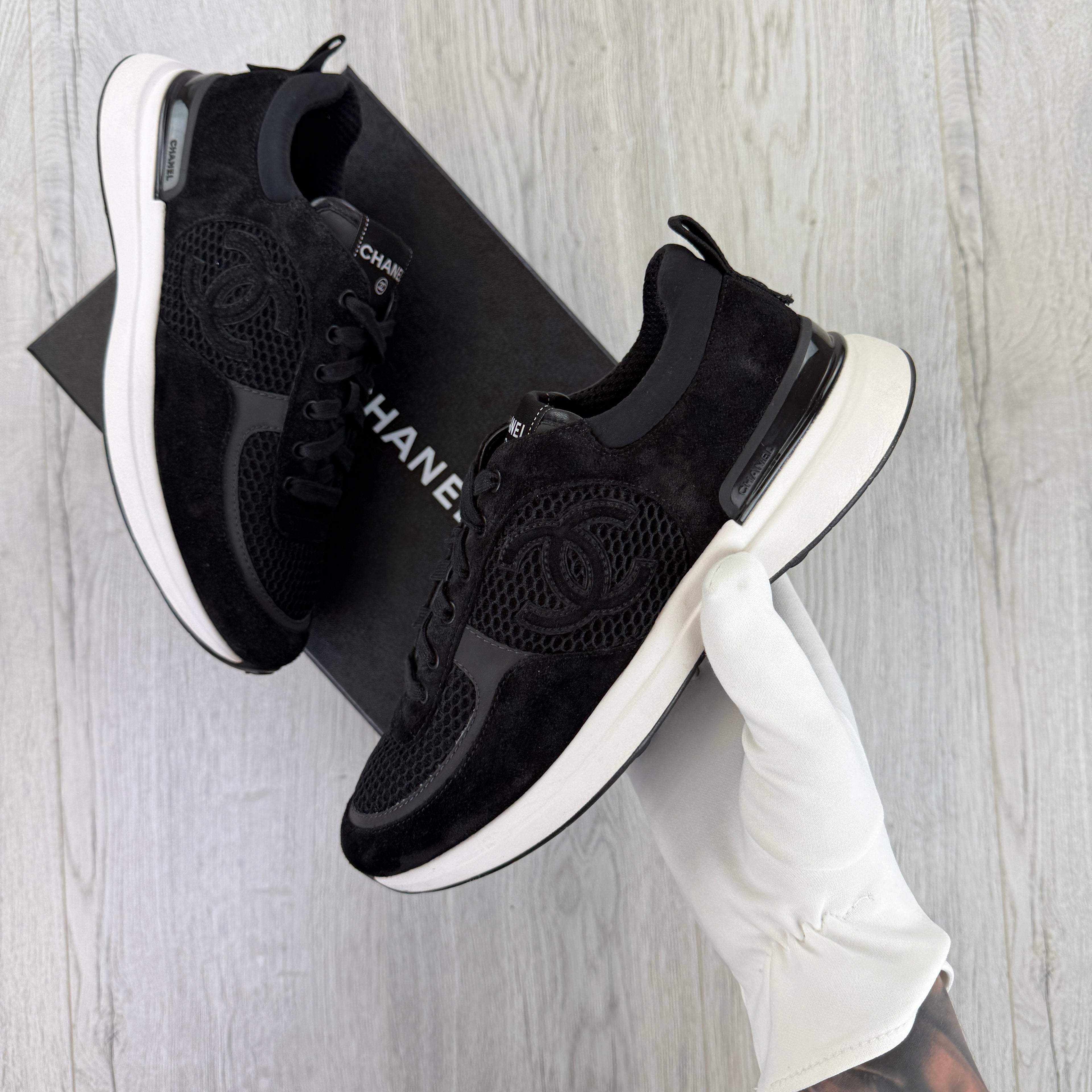 Chanel Men’s Black Low Suede Runners - Uk 7