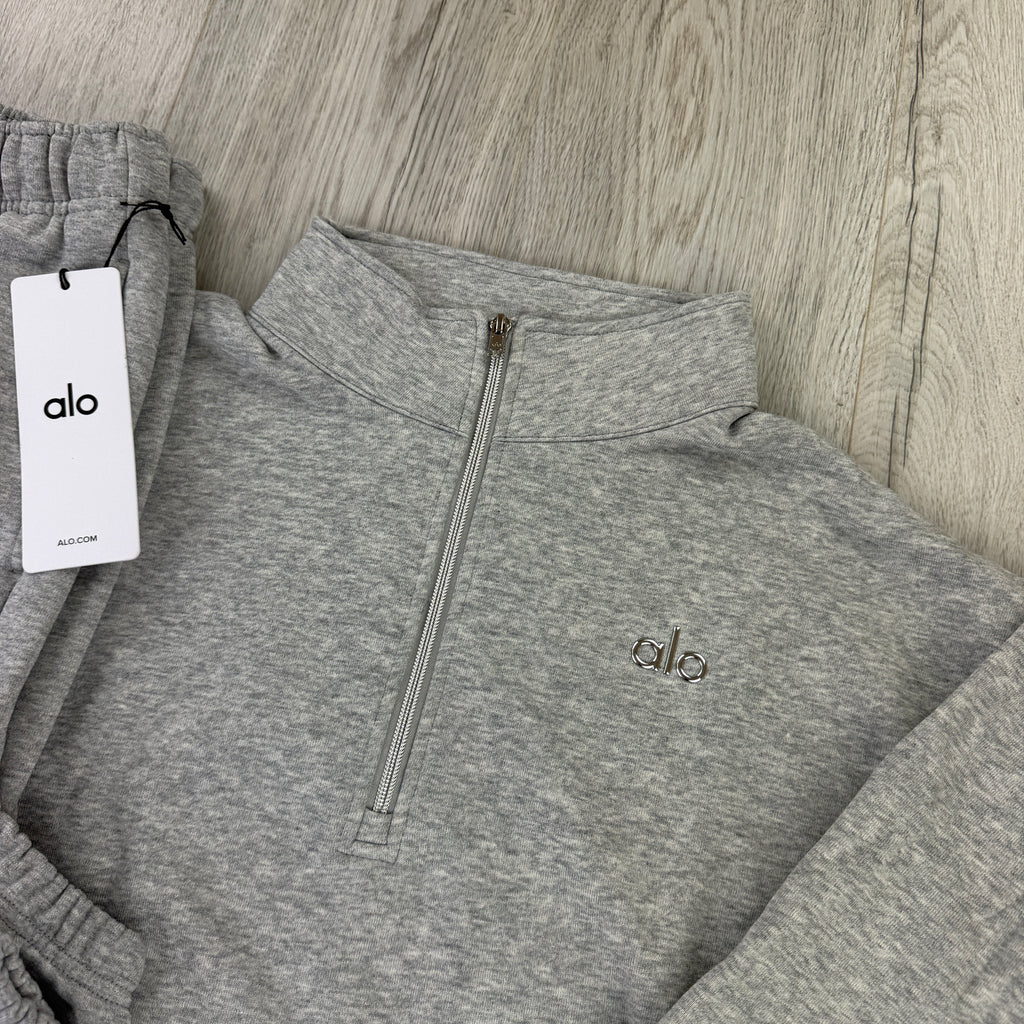 Alo Men’s Grey Full 1/4 Zip & Cuffed Bottoms Tracksuit