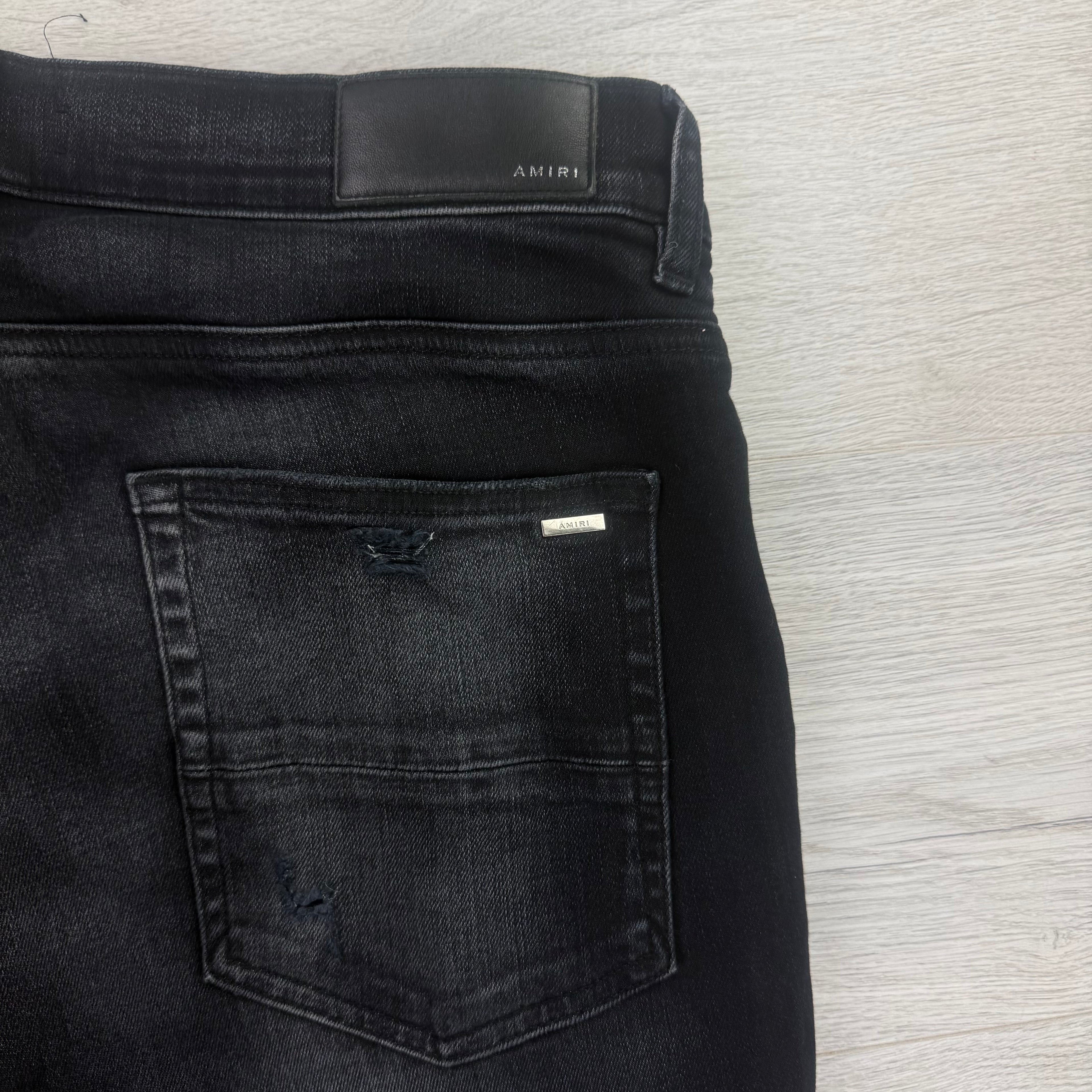 Amiri Men’s Boucle MX1 Aged Black Distressed Jeans - Uk 34