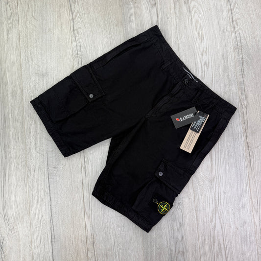 Stone Island Men’s Black Cargo Shorts - Uk 32